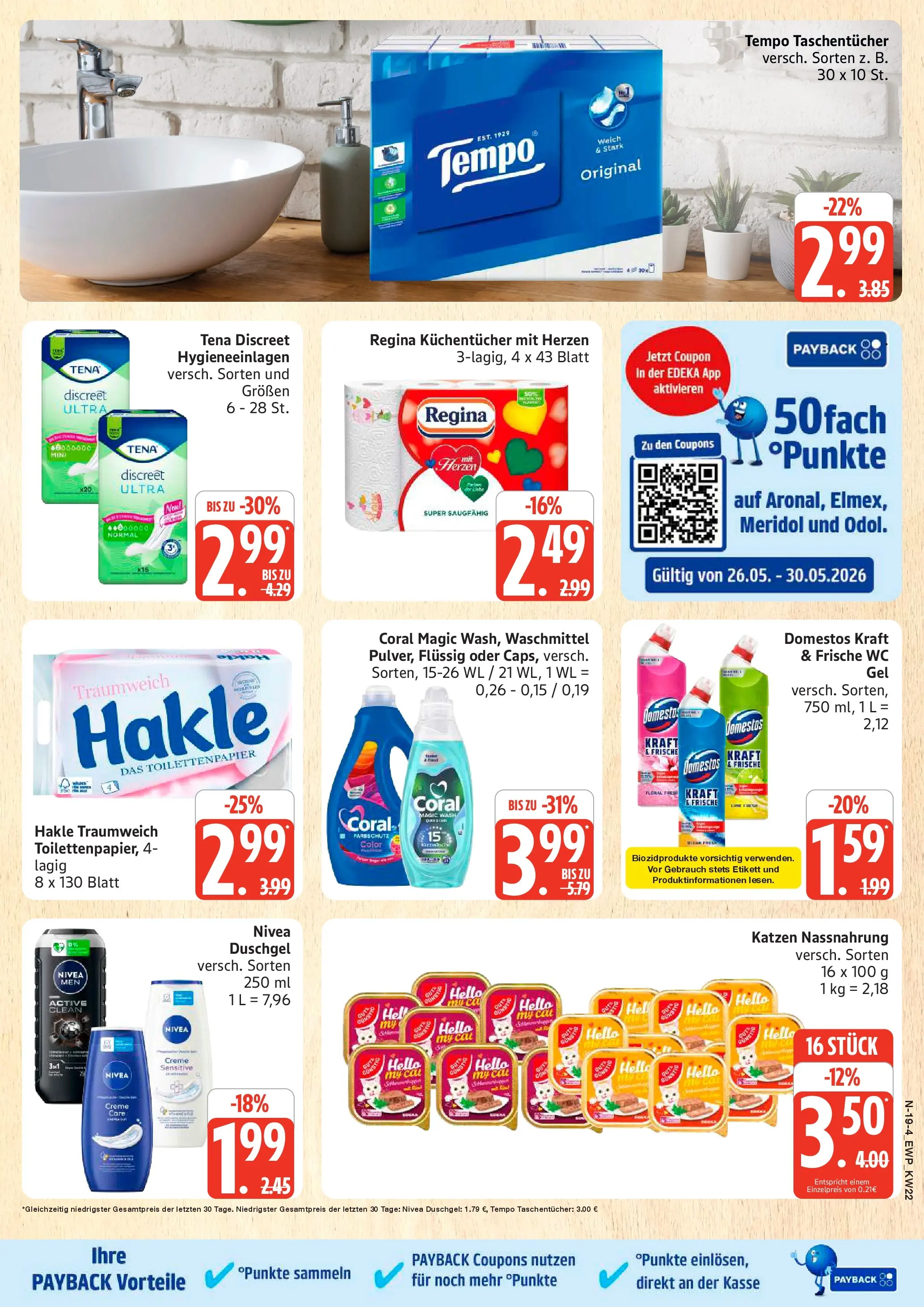 Edeka Prospekt Rostock (ab 26.05.2026) » Angebote Online | Seite: 19 | Produkte: Coral, Creme, Tempo, Toilettenpapier