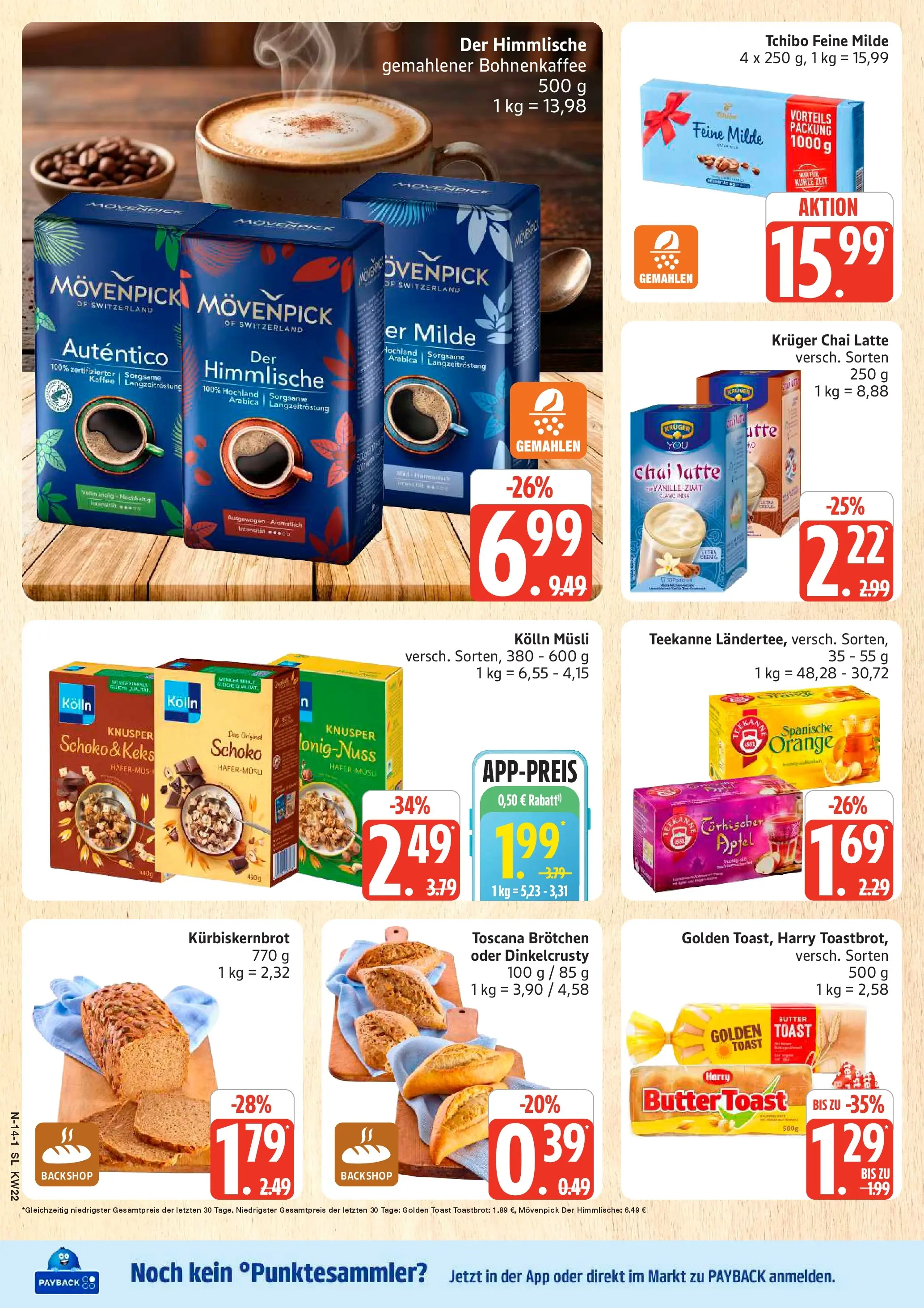 Edeka Prospekt Schleswig (ab 25.05.2026) » Angebote Online | Seite: 14 | Produkte: Musli, Kaffee, Toast, Toastbrot