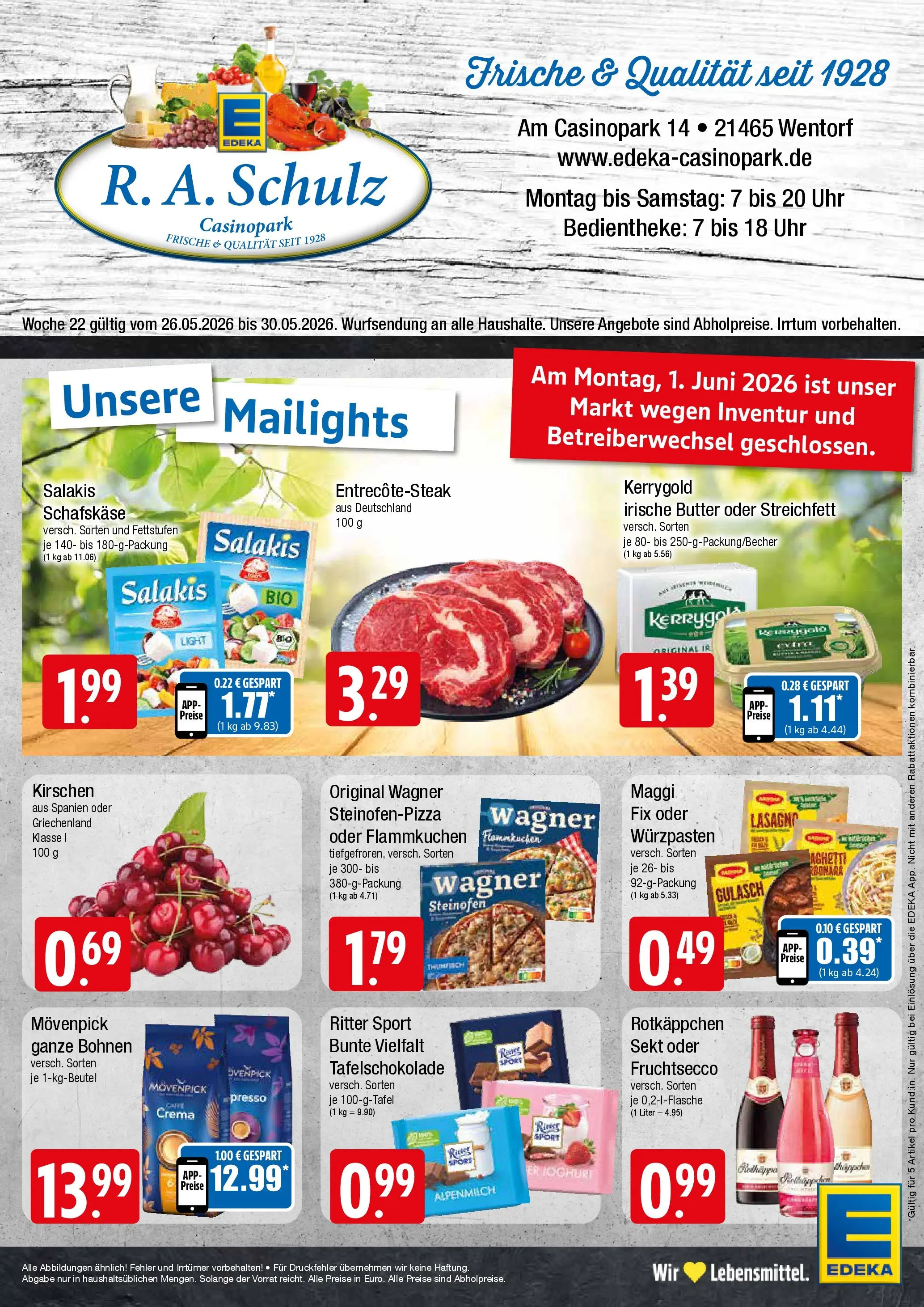 Edeka prospekt Wentorf (ab 26.05.2026) » Angebote Online | Seite: 1 | Produkte: Butter, Sekt, Ritter sport, Gulasch