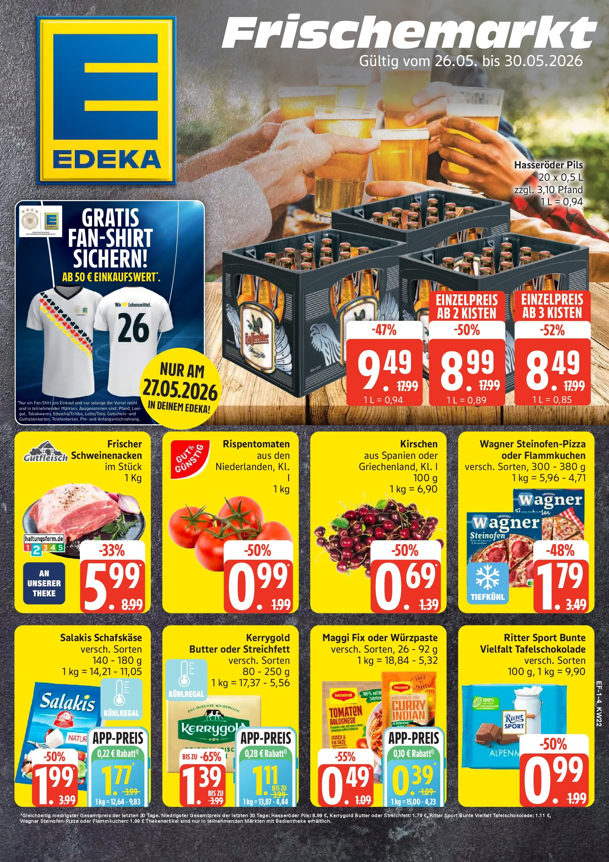 Edeka prospekt Lassan (ab 26.05.2026) » Angebote Online | Seite: 1 | Produkte: Feta, Butter, Pils, Tomaten