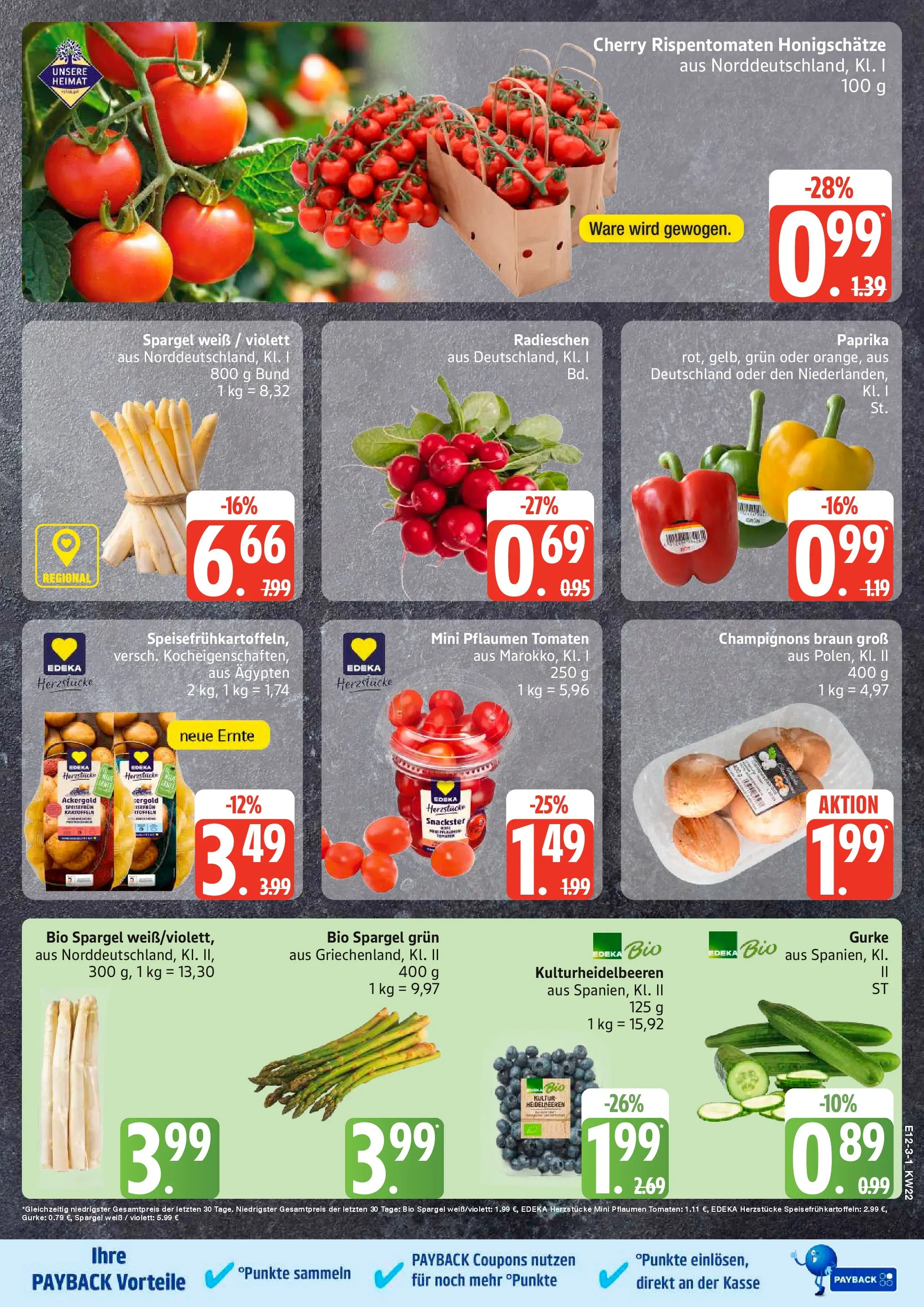 Edeka prospekt Sterup (ab 26.05.2026) » Angebote Online | Seite: 3 | Produkte: Pflaumen, Spargel, Heidelbeeren, Champignons