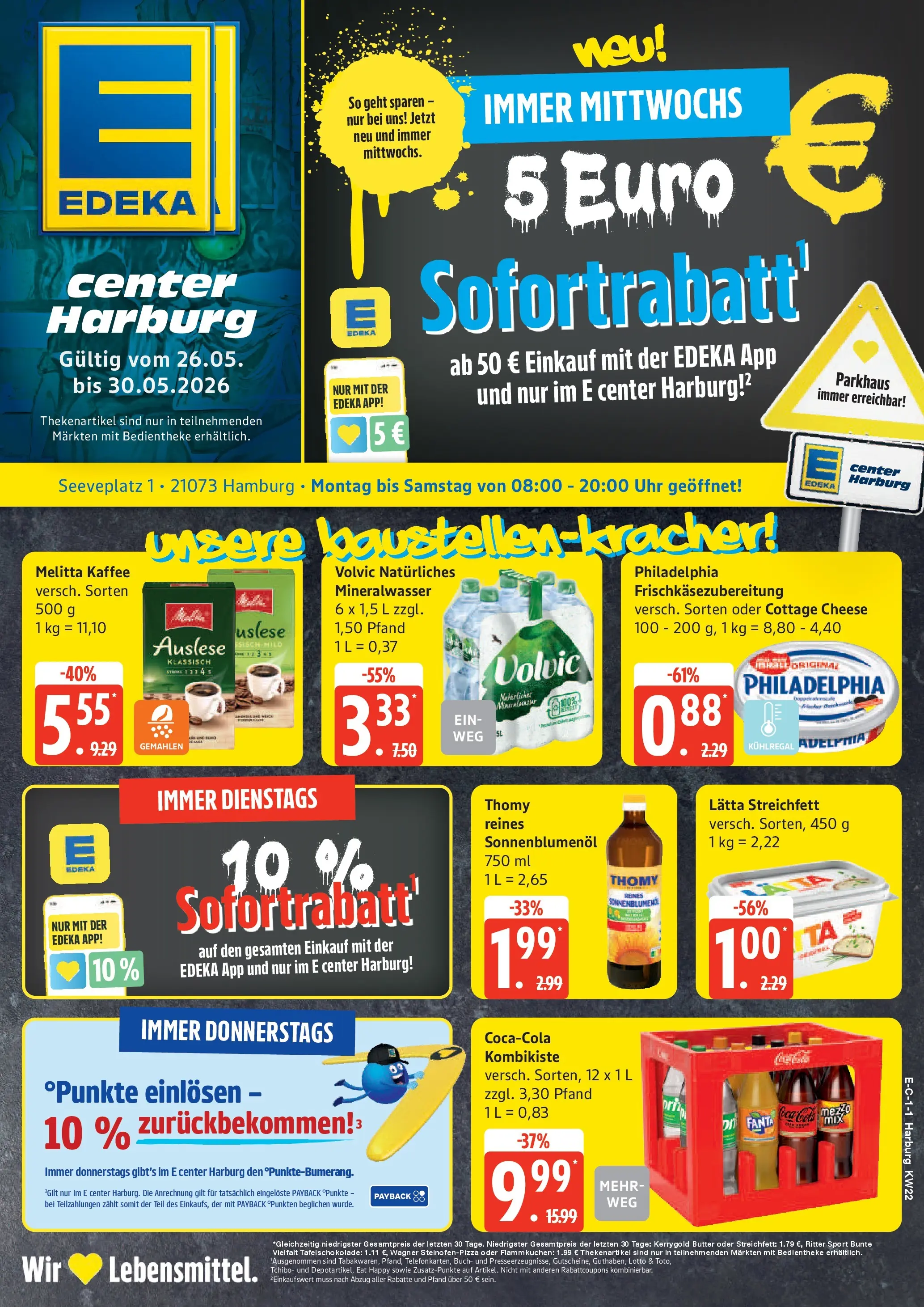 Edeka prospekt Hamburg (ab 26.05.2026) » Angebote Online | Seite: 1 | Produkte: Kaffee, Sonnenblumenol, Philadelphia, Ritter sport