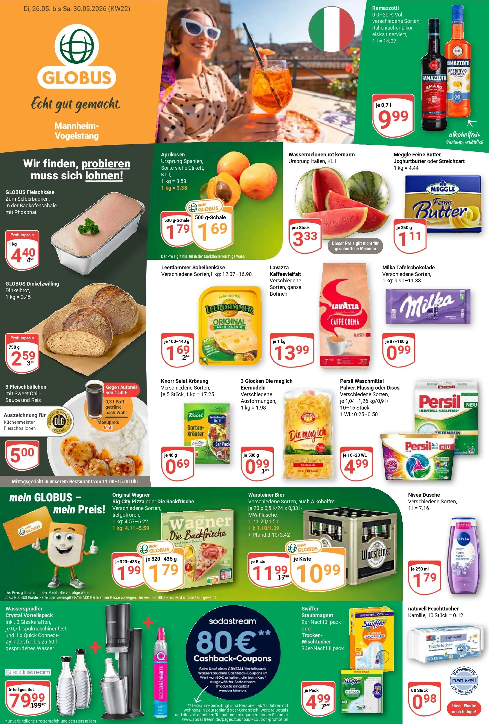 Globus Prospekt Mannheim (ab 26.05.2026) » Angebote online | Seite: 1 | Produkte: Waschmittel, Pizza, Reis, Swiffer