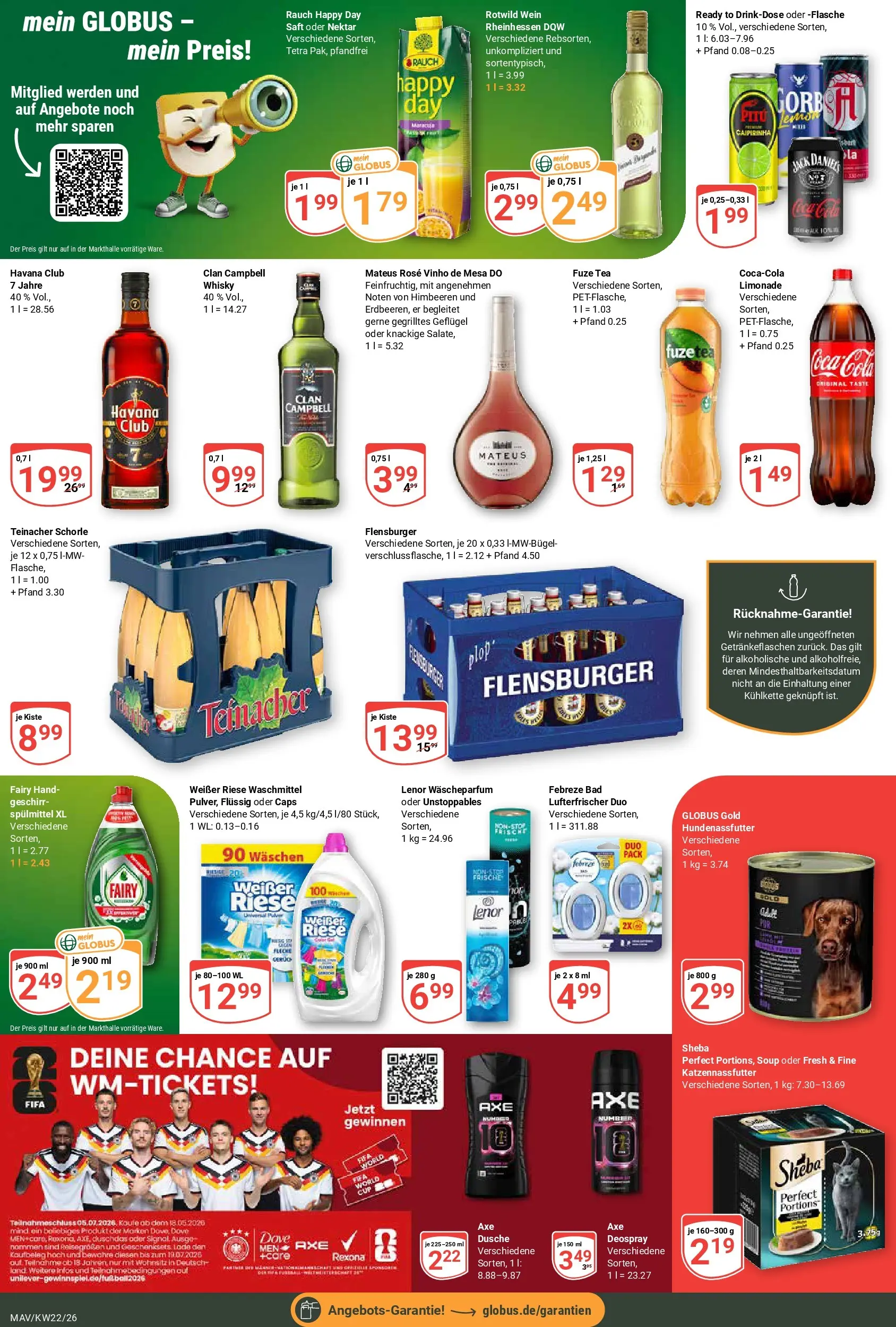 Globus Prospekt Mannheim (ab 26.05.2026) » Angebote online | Seite: 5 | Produkte: Whisky, Sheba, Limonade, Saft