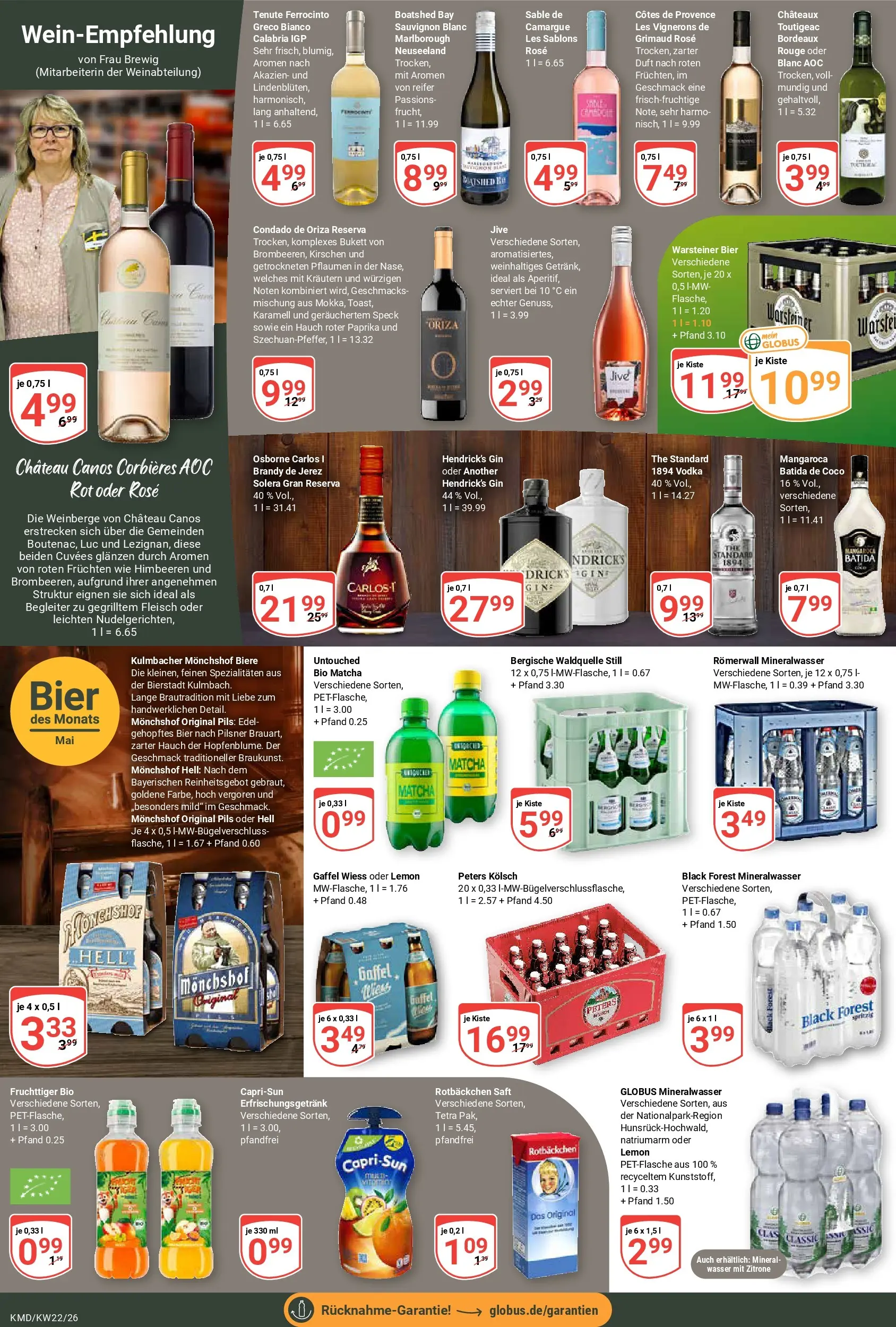 Globus Prospekt Köln (ab 26.05.2026) » Angebote online | Seite: 16 | Produkte: Mineralwasser, Kirschen, Paprika, Vodka