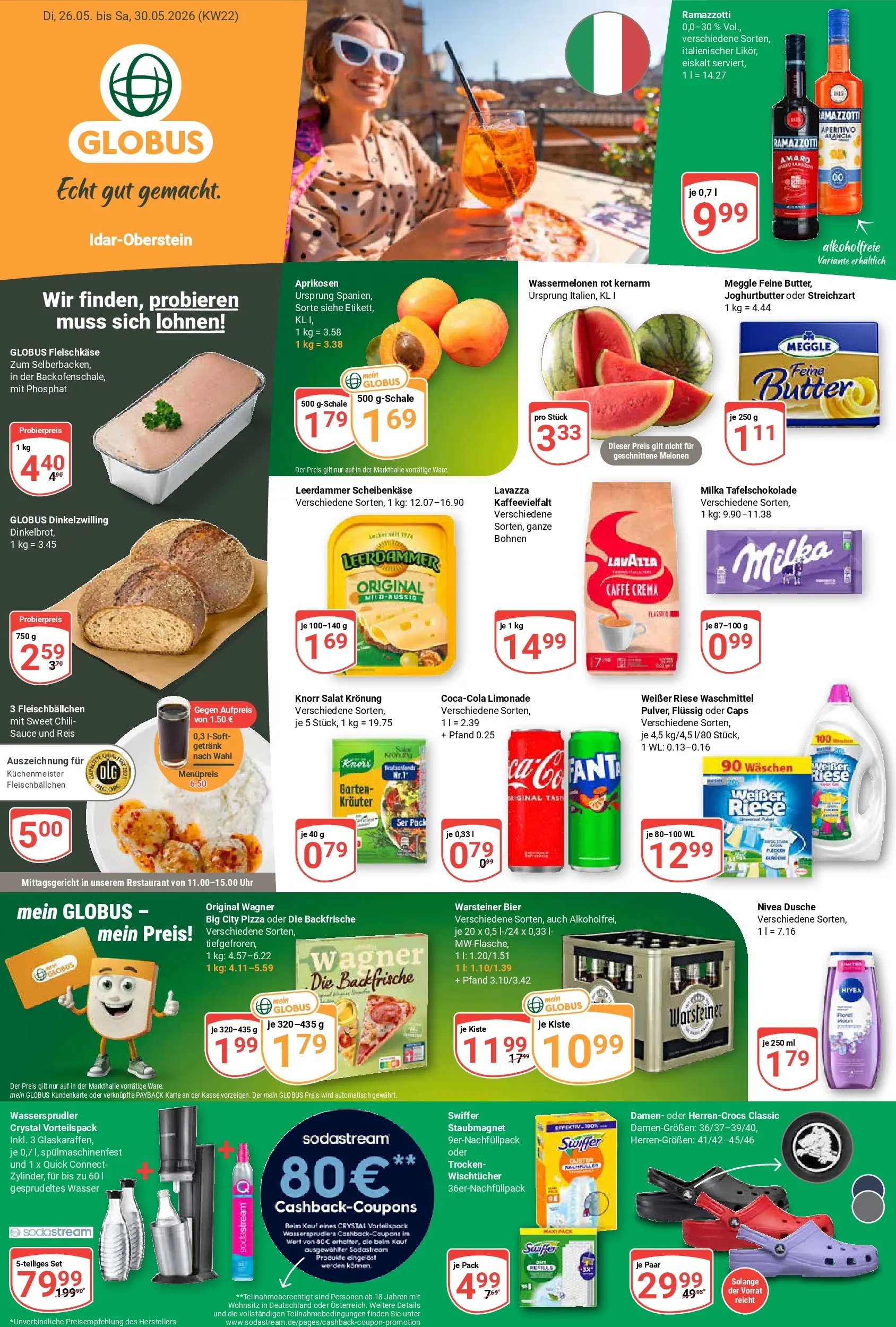 Globus Prospekt Idar-Oberstein (ab 26.05.2026) » Angebote online | Seite: 1 | Produkte: Lavazza, Bier, Leerdammer, Chili
