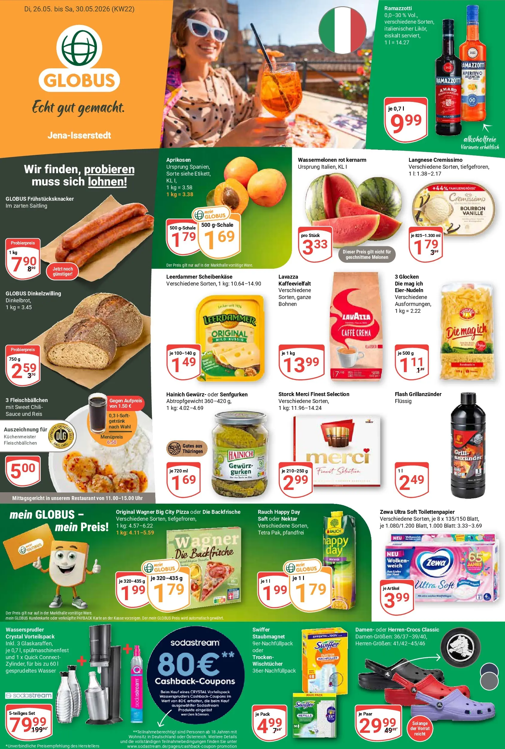 Globus Prospekt Isserstedt (ab 26.05.2026) » Angebote online | Seite: 1 | Produkte: Lavazza, Langnese, Langnese cremissimo, Wasser