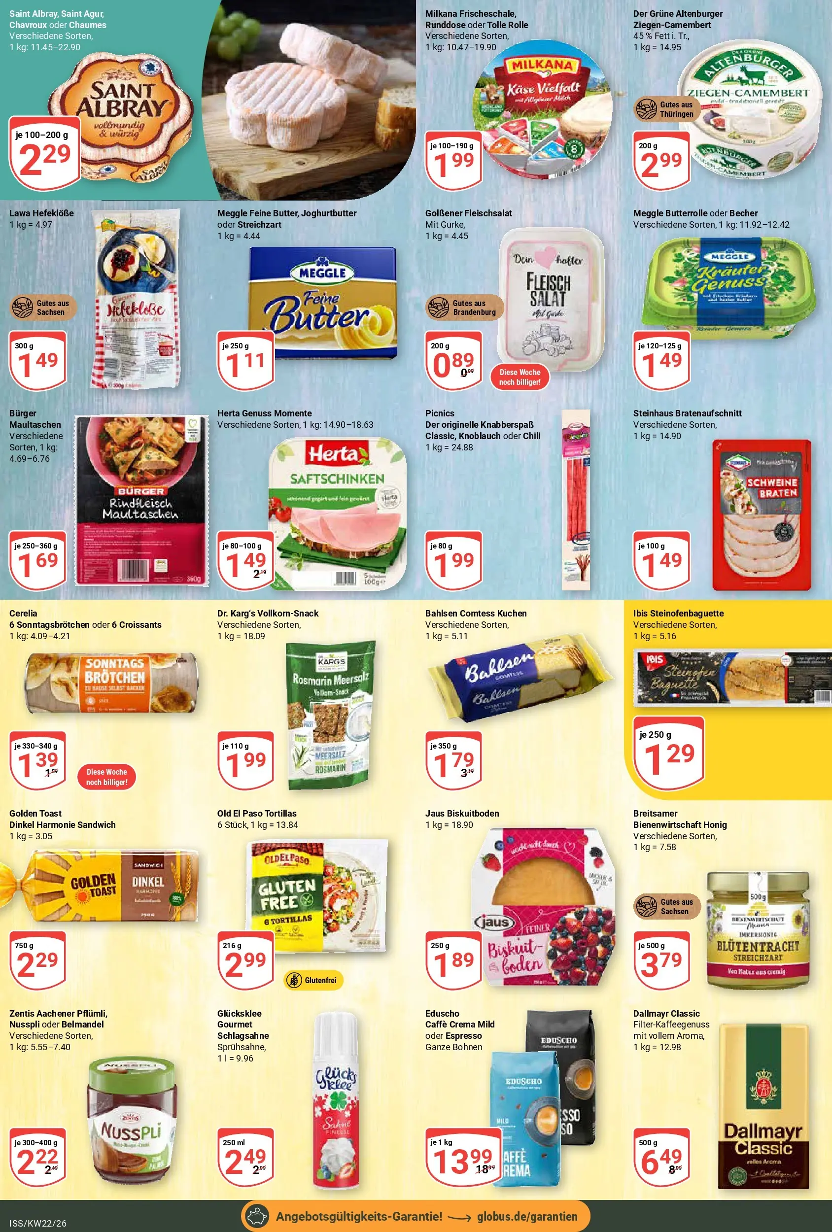 Globus Prospekt Isserstedt (ab 26.05.2026) » Angebote online | Seite: 11 | Produkte: Butter, Maultaschen, Fleisch, Salat