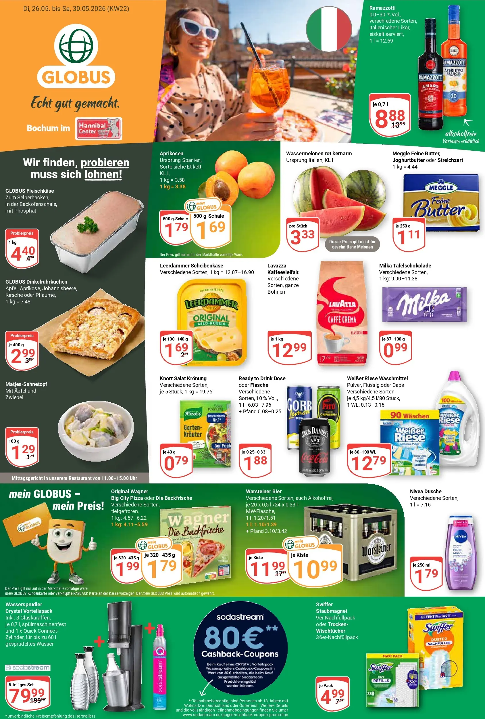 Globus Prospekt Bochum-Riemke (ab 26.05.2026) » Angebote online | Seite: 1 | Produkte: Lavazza, Waschmittel, Warsteiner, Salat