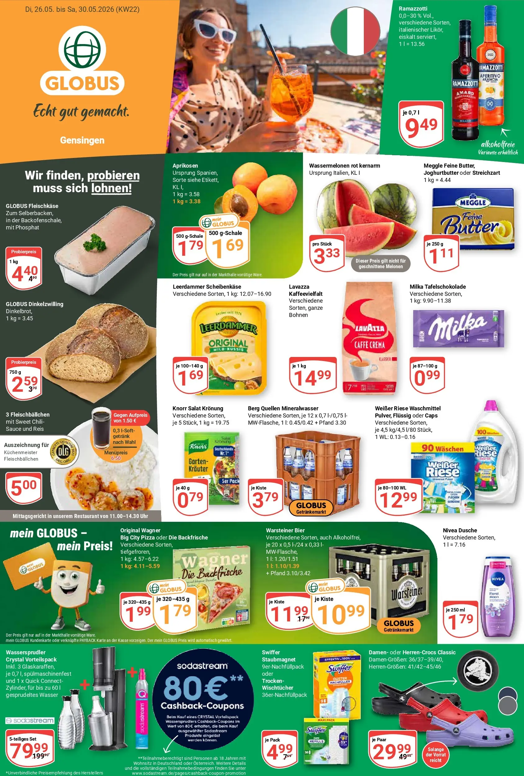 Globus Prospekt Gensingen (ab 26.05.2026) » Angebote online | Seite: 1 | Produkte: Lavazza, Wasser, Chili, Reis