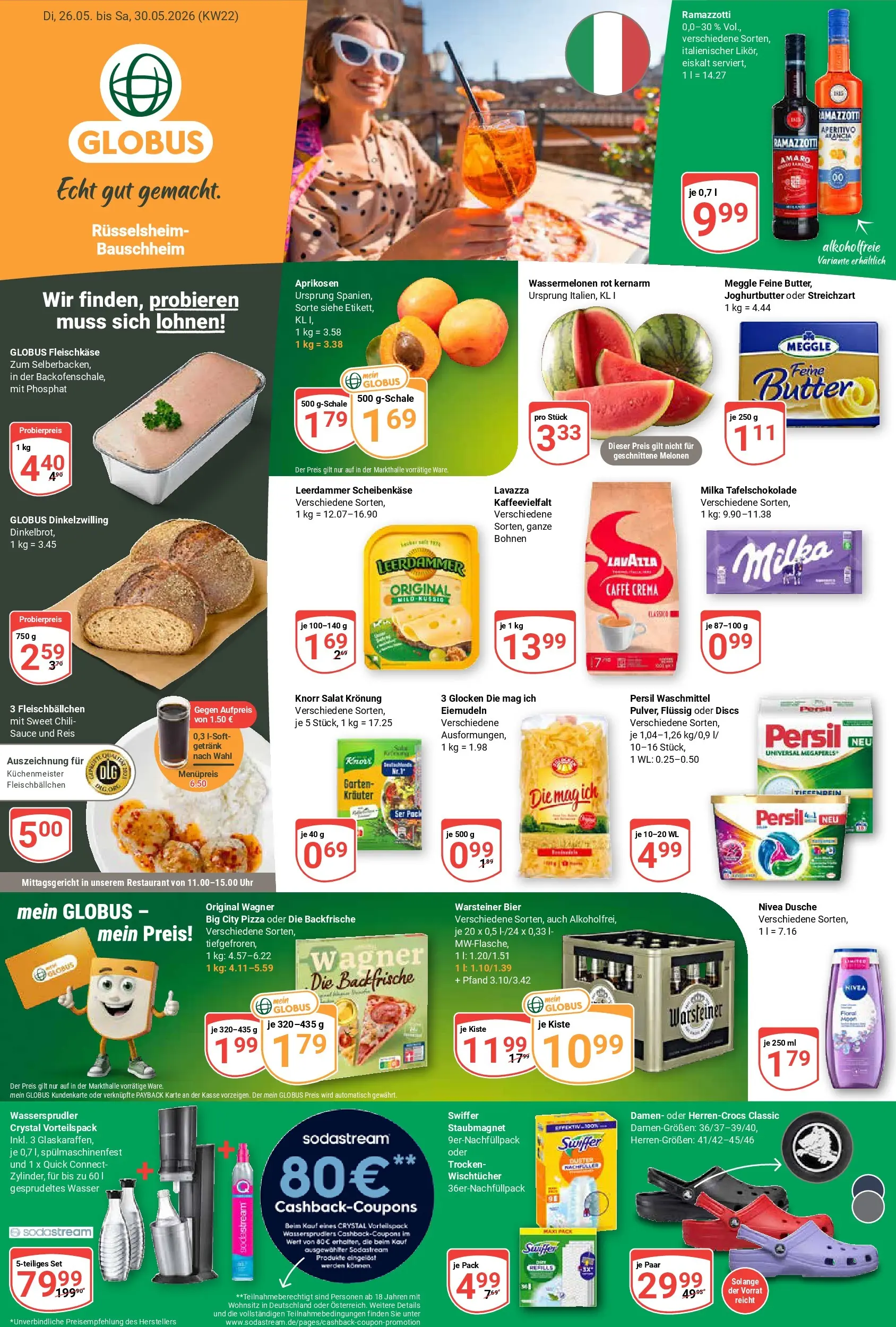 Globus Prospekt Rüsselsheim (ab 26.05.2026) » Angebote online | Seite: 1 | Produkte: Swiffer, Ramazzotti, Uhr, Persil