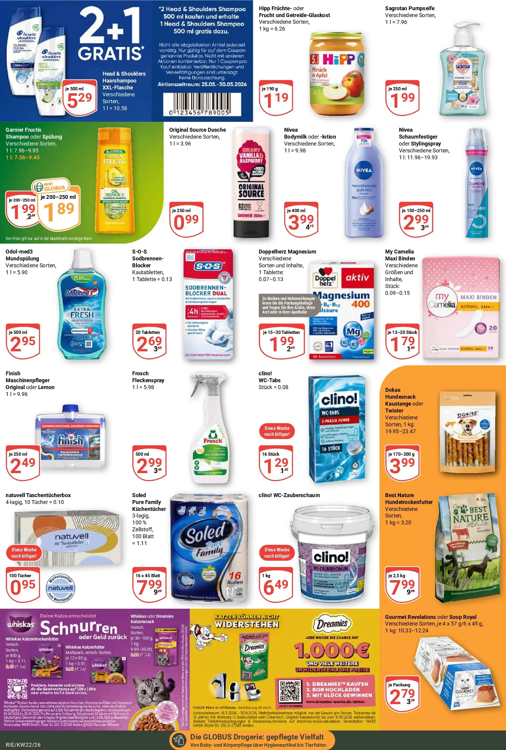 Globus Prospekt Bochum-Riemke (ab 26.05.2026) » Angebote online | Seite: 18 | Produkte: Katzenfutter, Äpfel, Spülung, Pfirsich