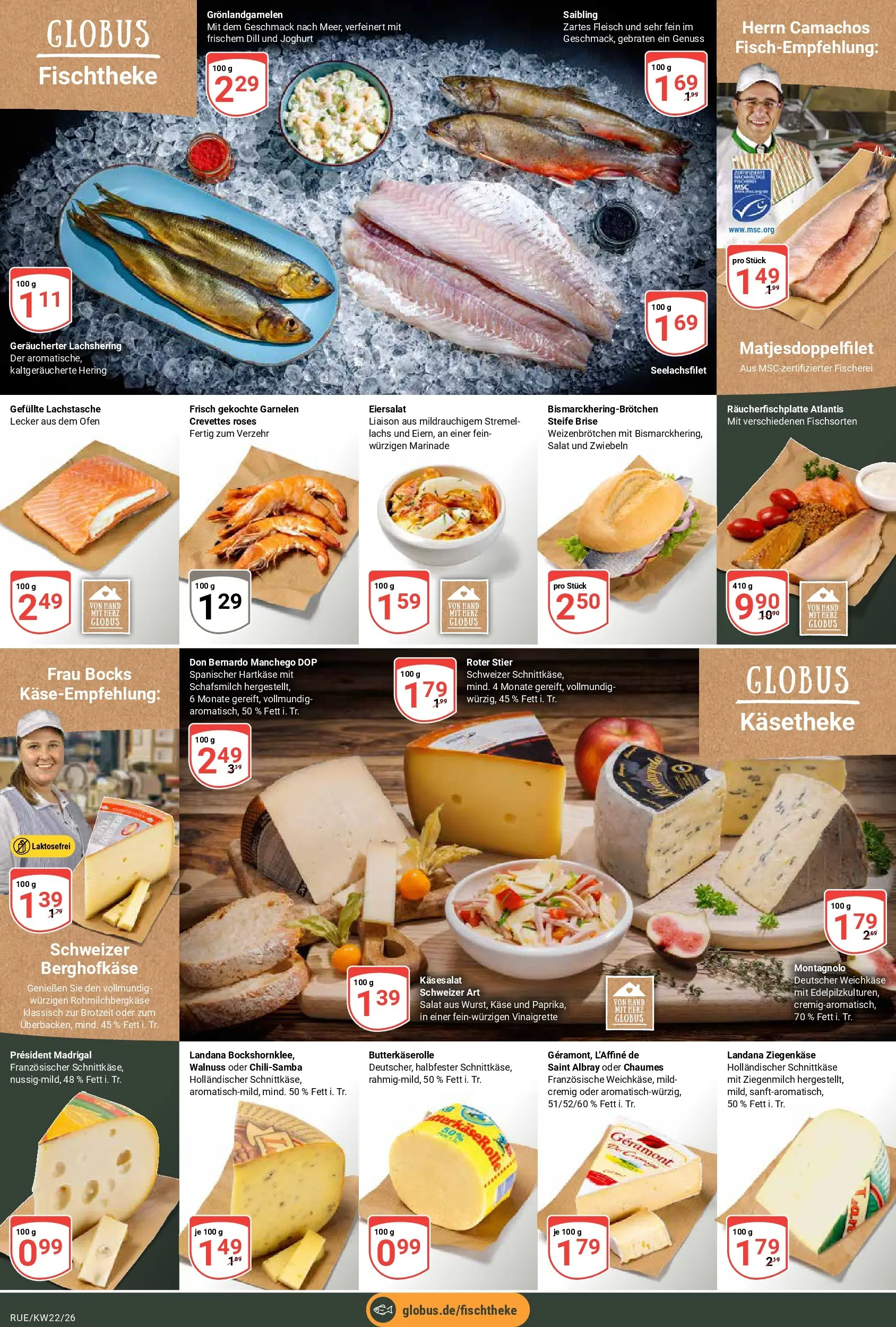 Globus Prospekt Rüsselsheim (ab 26.05.2026) » Angebote online | Seite: 9 | Produkte: Käse, Ziegenkäse, Lachs, Zwiebeln