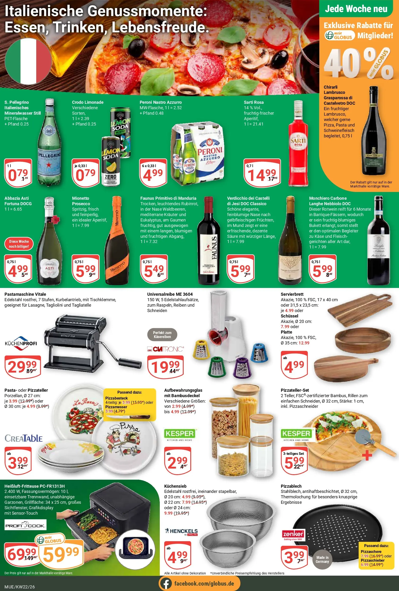Globus Prospekt Mühldorf (ab 26.05.2026) » Angebote online | Seite: 22 | Produkte: Rotwein, Limonade, Pasta, Pizza