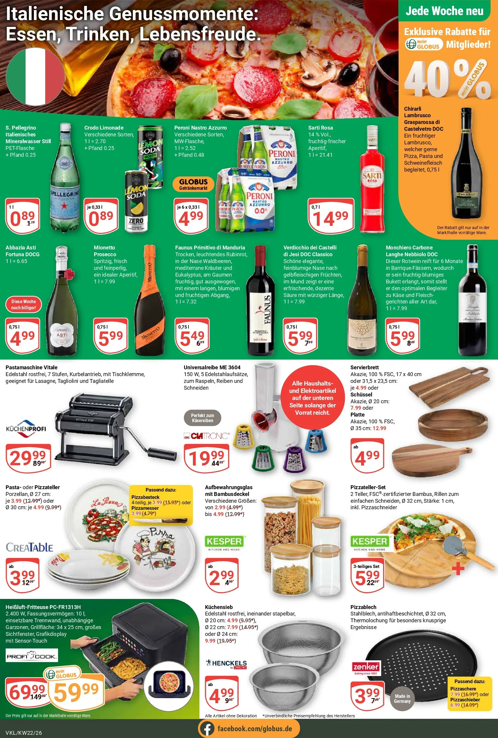 Globus Prospekt Völklingen (ab 26.05.2026) » Angebote online | Seite: 21 | Produkte: Rotwein, Mineralwasser, Prosecco, Pasta
