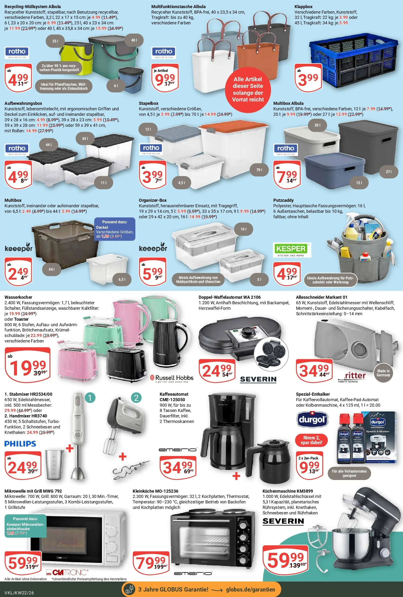 Globus Prospekt Völklingen (ab 26.05.2026) » Angebote online | Seite: 22 | Produkte: Philips, Mikrowelle, Toaster, Stabmixer