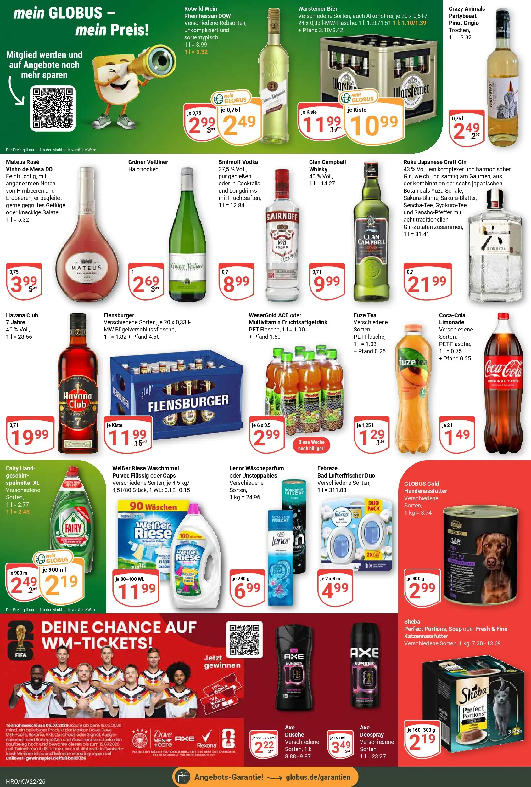 Globus Prospekt Rostock (ab 26.05.2026) » Angebote online | Seite: 4 | Produkte: Himbeeren, Havana club, Warsteiner, Wein