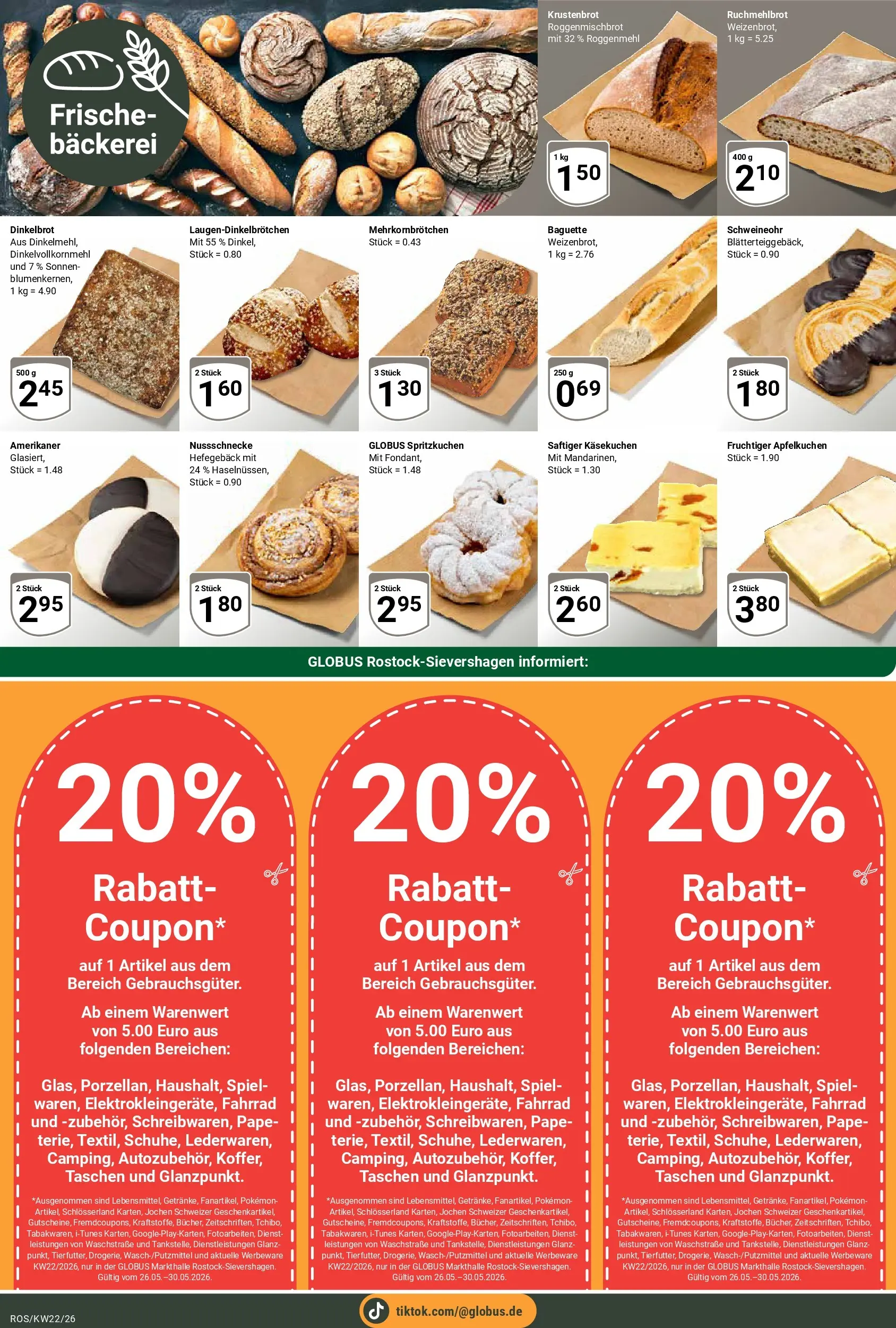Globus Prospekt Lambrechtshagen (ab 26.05.2026) » Angebote online | Seite: 6 | Produkte: Spiel, Bäckerei, Baguette