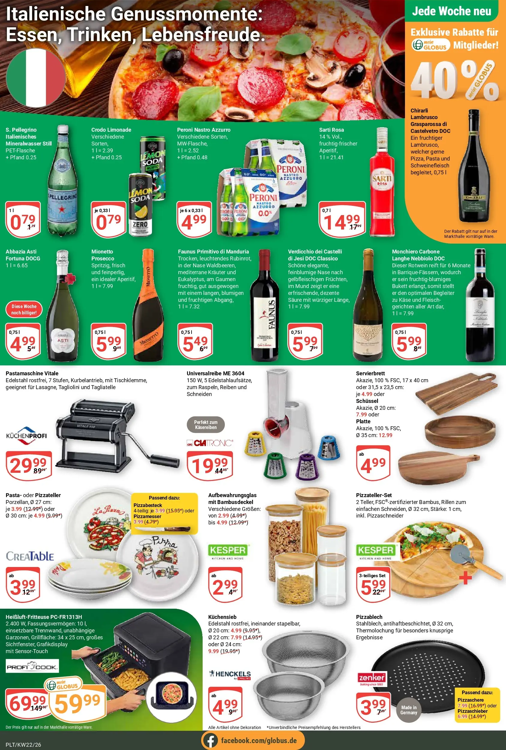 Globus Prospekt Plattling (ab 26.05.2026) » Angebote online | Seite: 22 | Produkte: Prosecco, Schweinefleisch, Heißluftfritteuse, Fleisch