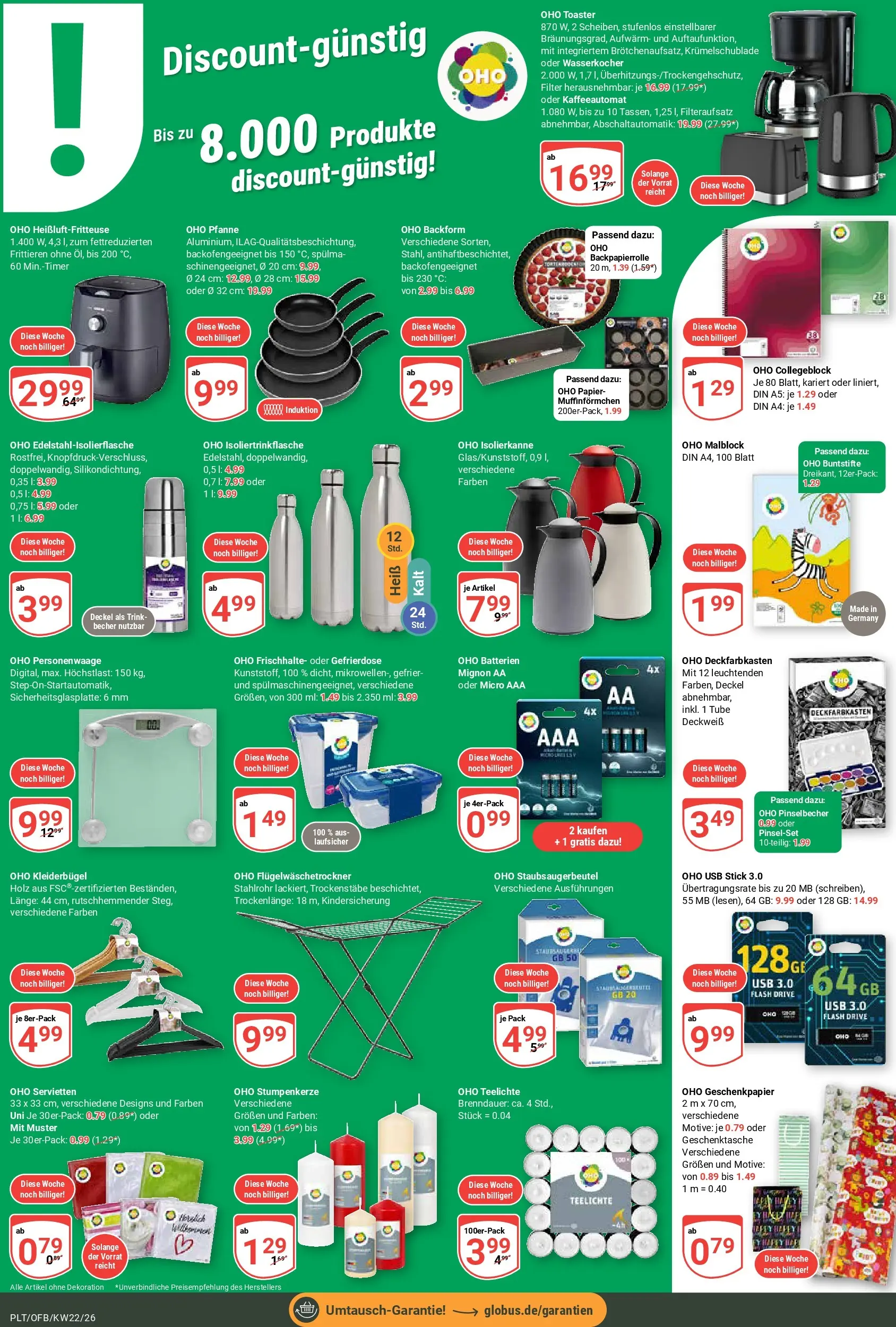 Globus Prospekt Plattling (ab 26.05.2026) » Angebote online | Seite: 24 | Produkte: Wasserkocher, Toaster, Batterien, Pinsel