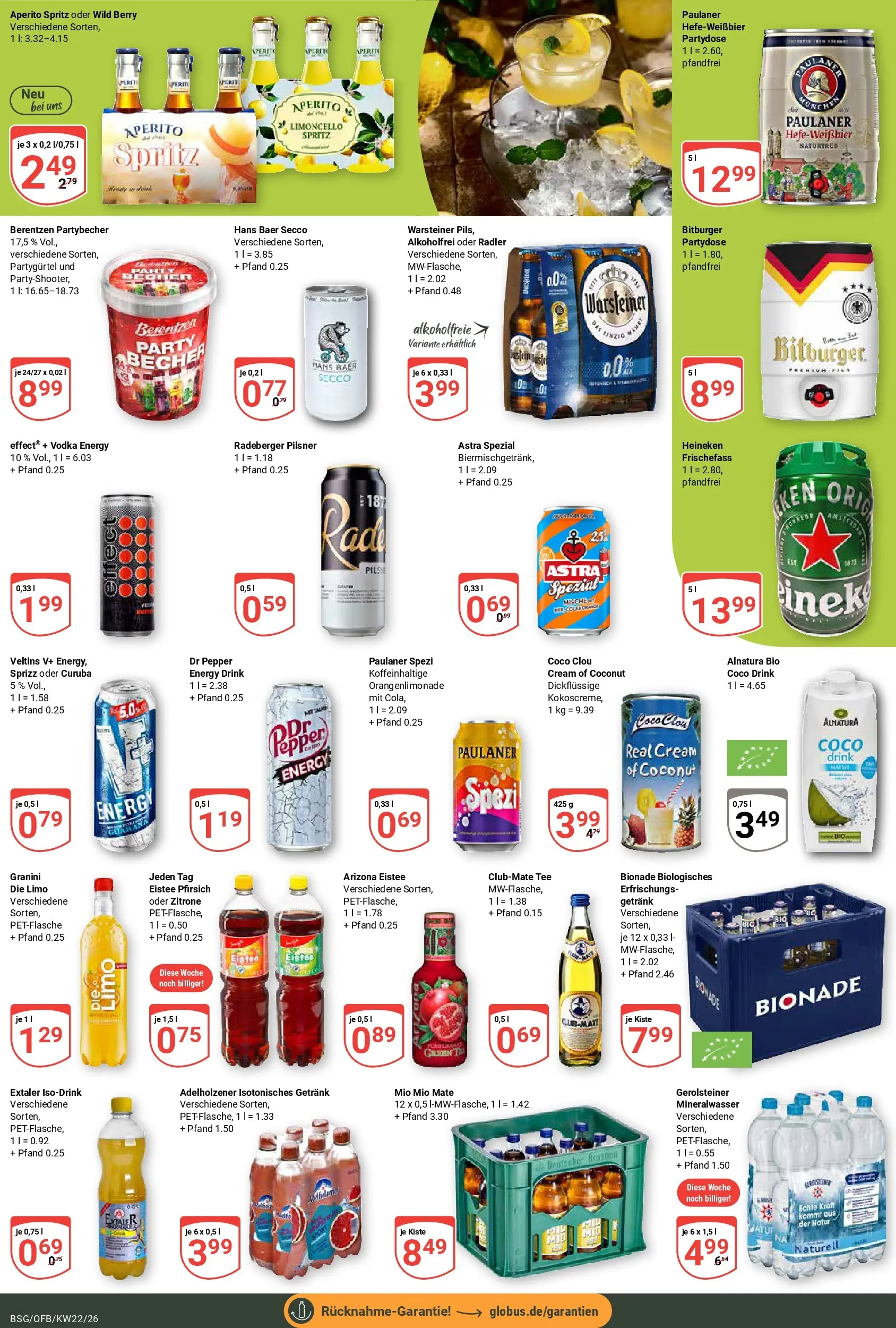 Globus Prospekt Braunschweig (ab 26.05.2026) » Angebote online | Seite: 18 | Produkte: Paulaner spezi, Mio mio mate, Mineralwasser, Veltins