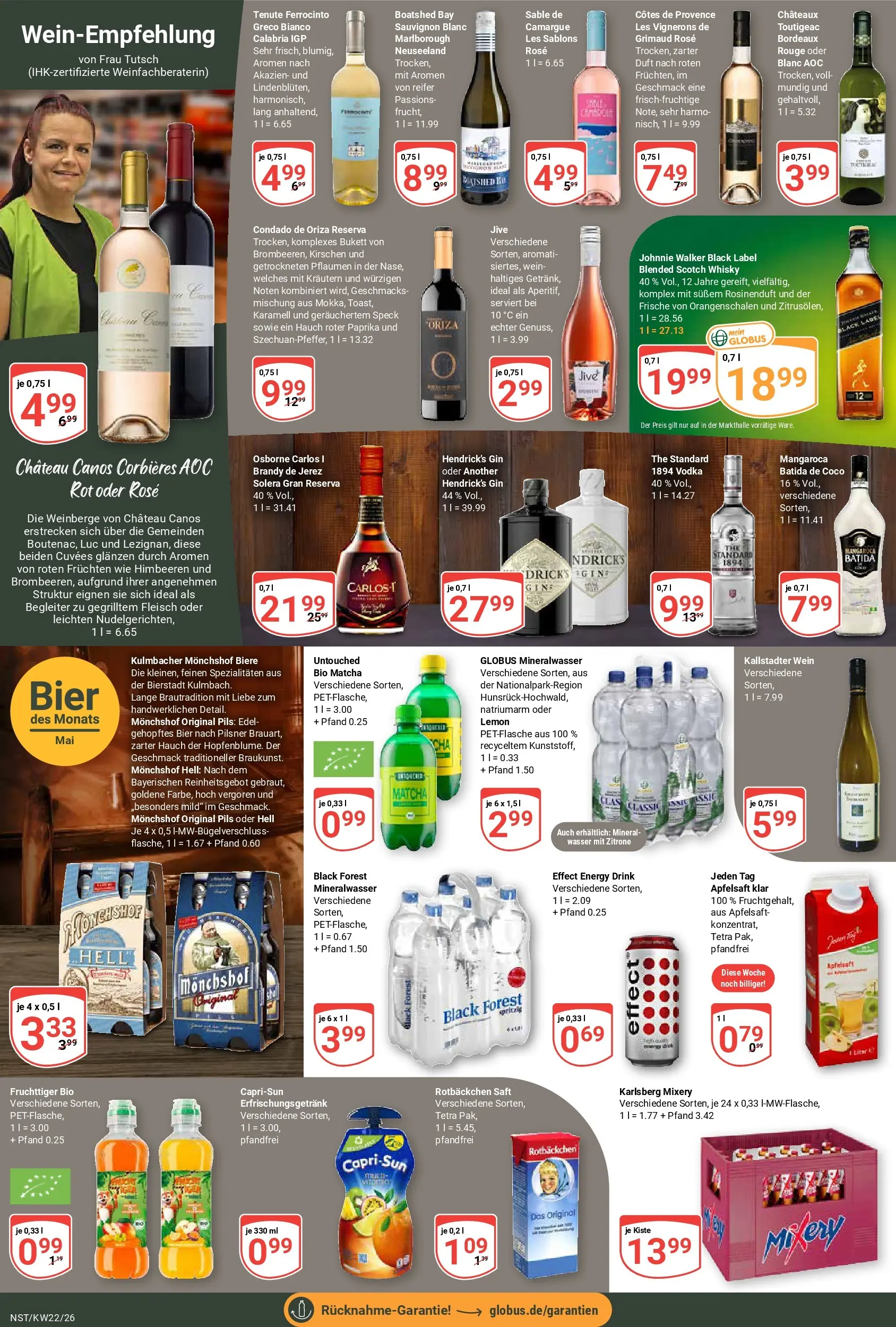 Globus Prospekt Neustadt (ab 26.05.2026) » Angebote online | Seite: 18 | Produkte: Mineralwasser, Mixery, Wein, Gin