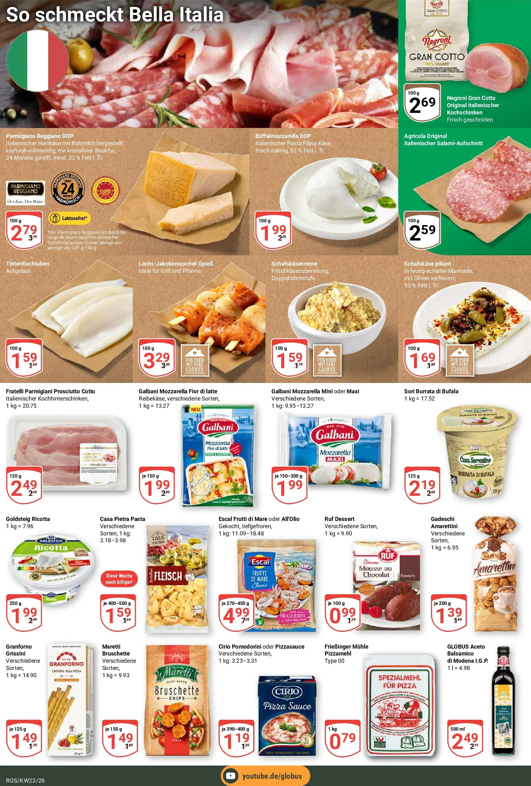 Globus Prospekt Lambrechtshagen (ab 26.05.2026) » Angebote online | Seite: 22 | Produkte: Burrata, Pizza, Fleisch, Schafskase