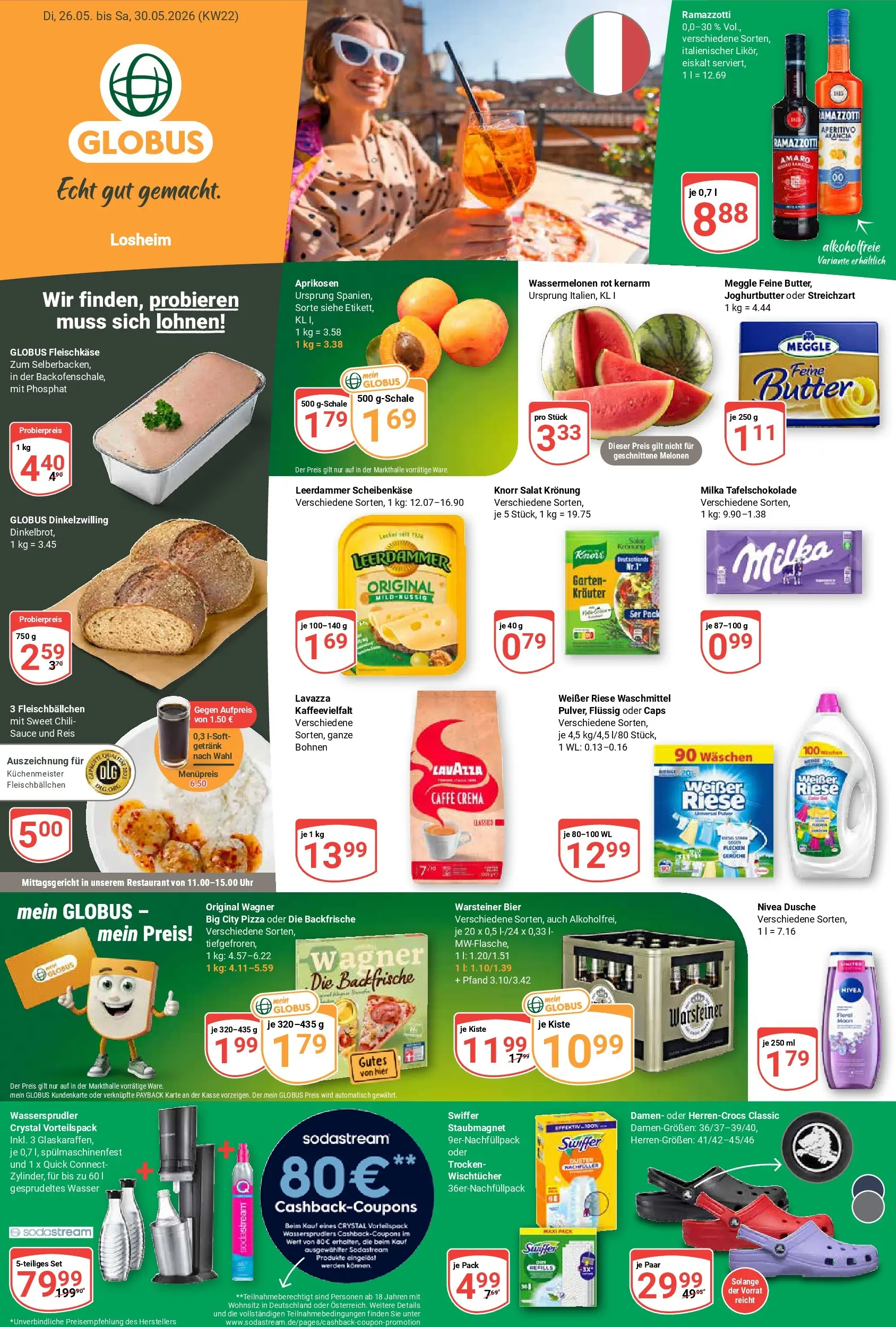 Globus Prospekt Losheim Am See (ab 26.05.2026) » Angebote online | Seite: 1 | Produkte: Dusche, Chili, Swiffer, Uhr