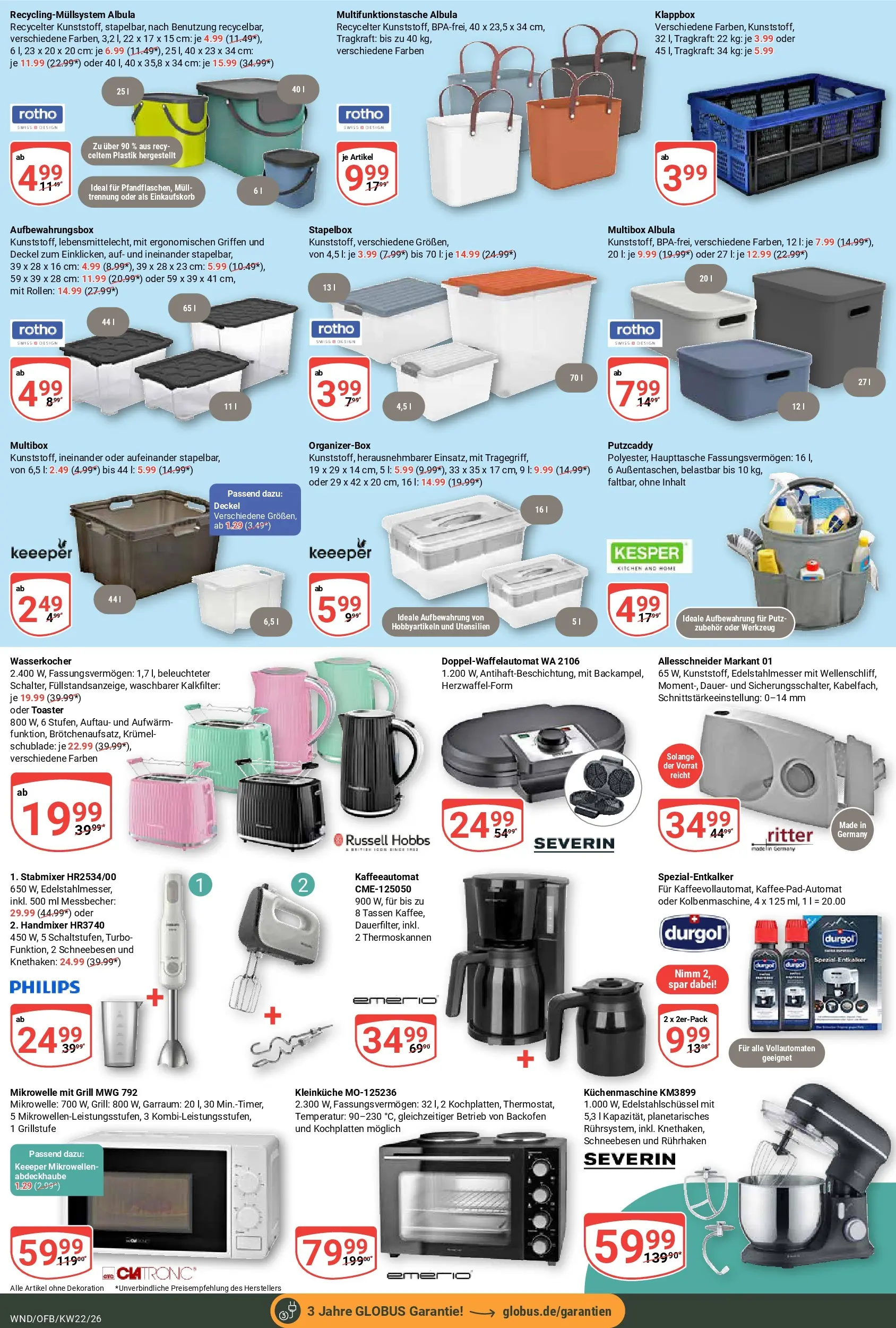 Globus Prospekt St. Wendel (ab 26.05.2026) » Angebote online | Seite: 22 | Produkte: Grill, Wasserkocher, Handmixer, Stabmixer
