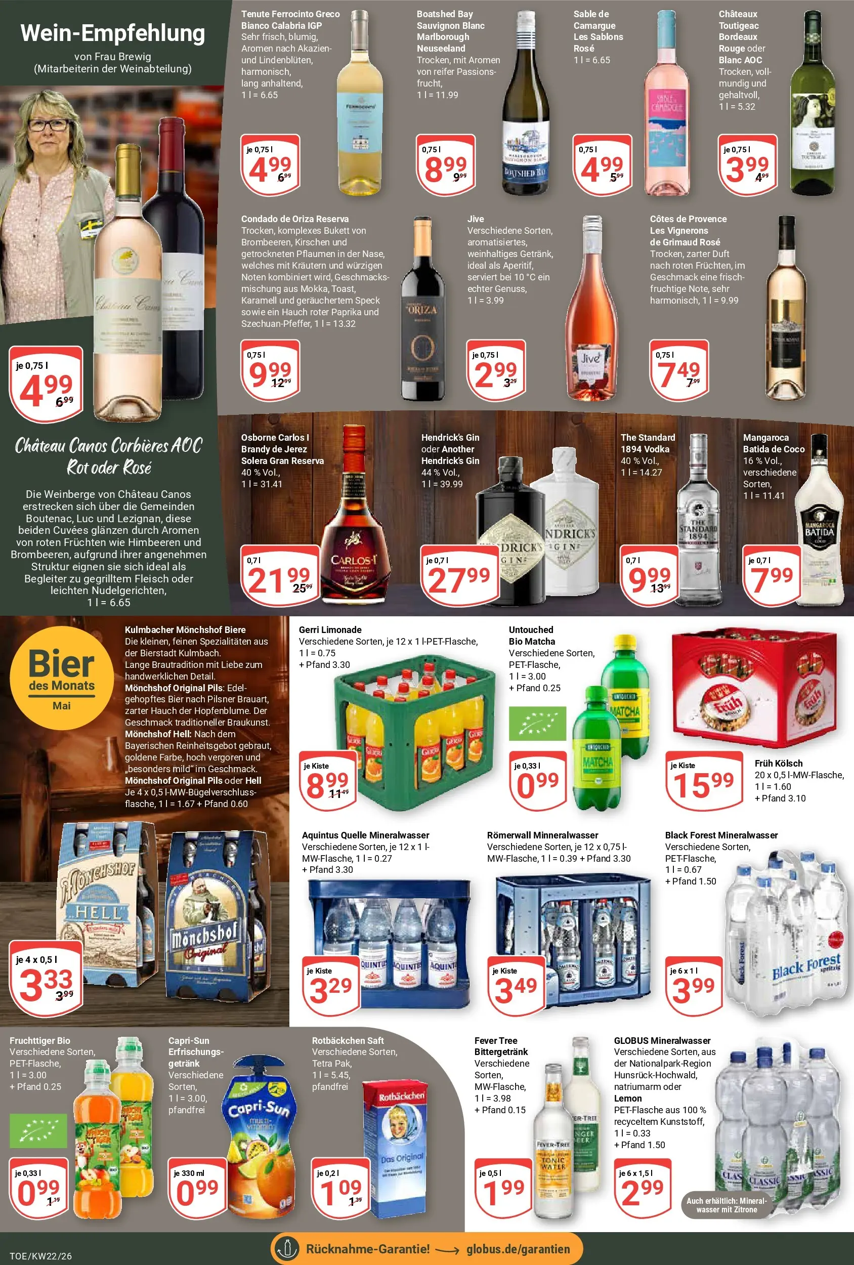 Globus Prospekt Tönisvorst (ab 26.05.2026) » Angebote online | Seite: 17 | Produkte: Osborne, Wasser, Paprika, Gin