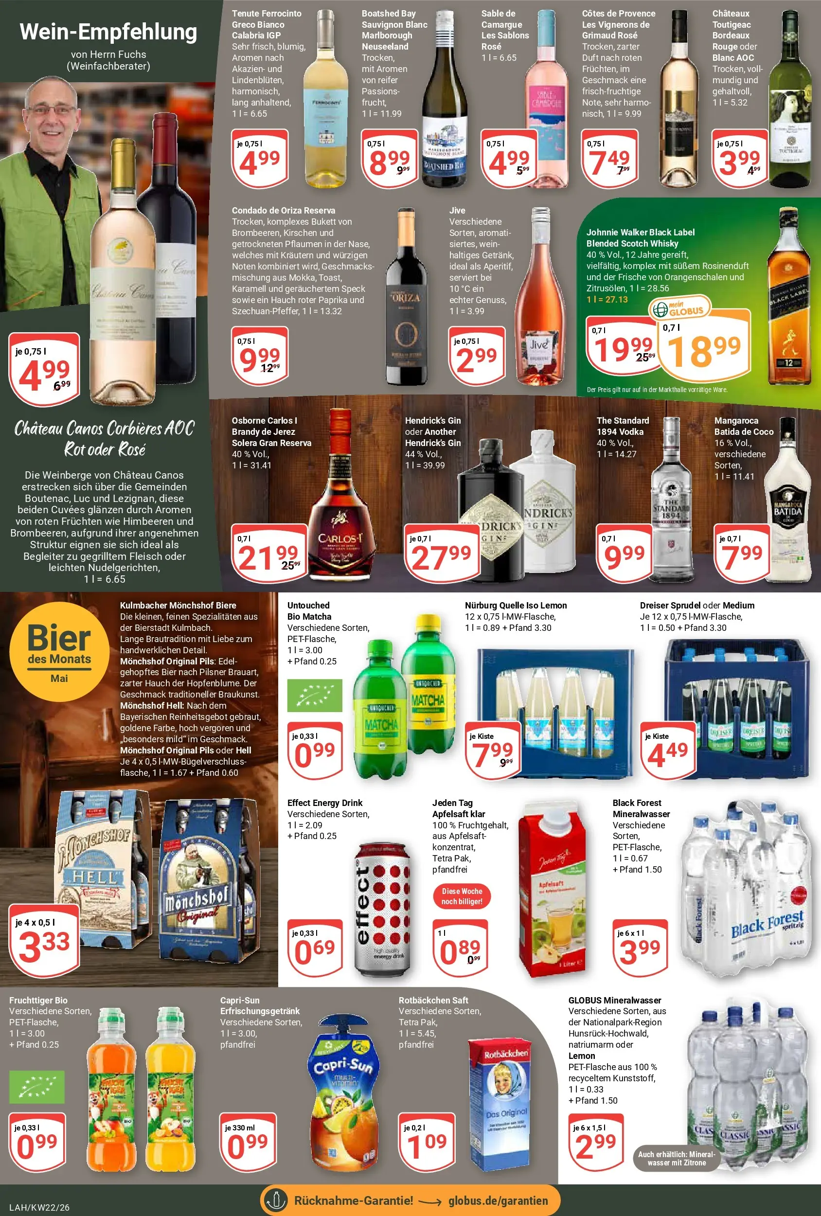 Globus Prospekt Lahnstein (ab 26.05.2026) » Angebote online | Seite: 16 | Produkte: Monchshof, Bier, Rouge, Mineralwasser