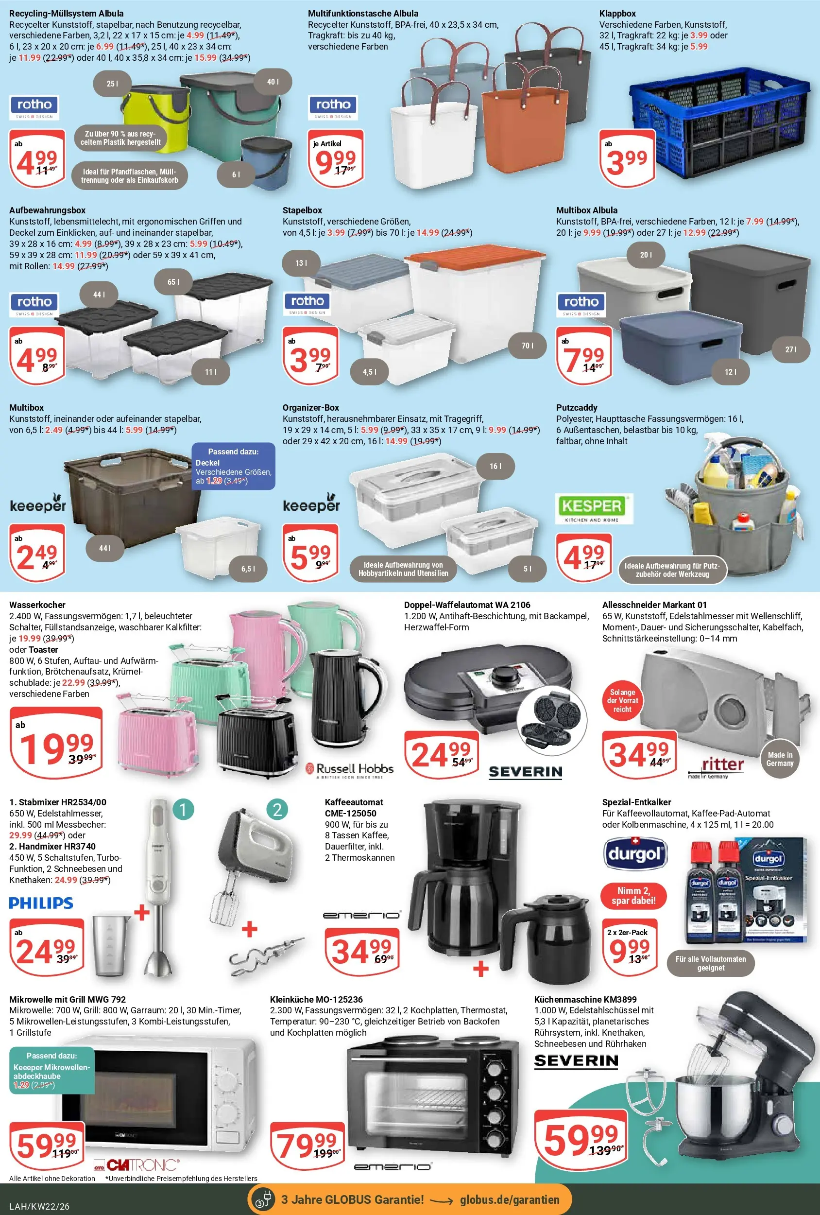 Globus Prospekt Lahnstein (ab 26.05.2026) » Angebote online | Seite: 22 | Produkte: Philips, Grill, Wasserkocher, Toaster