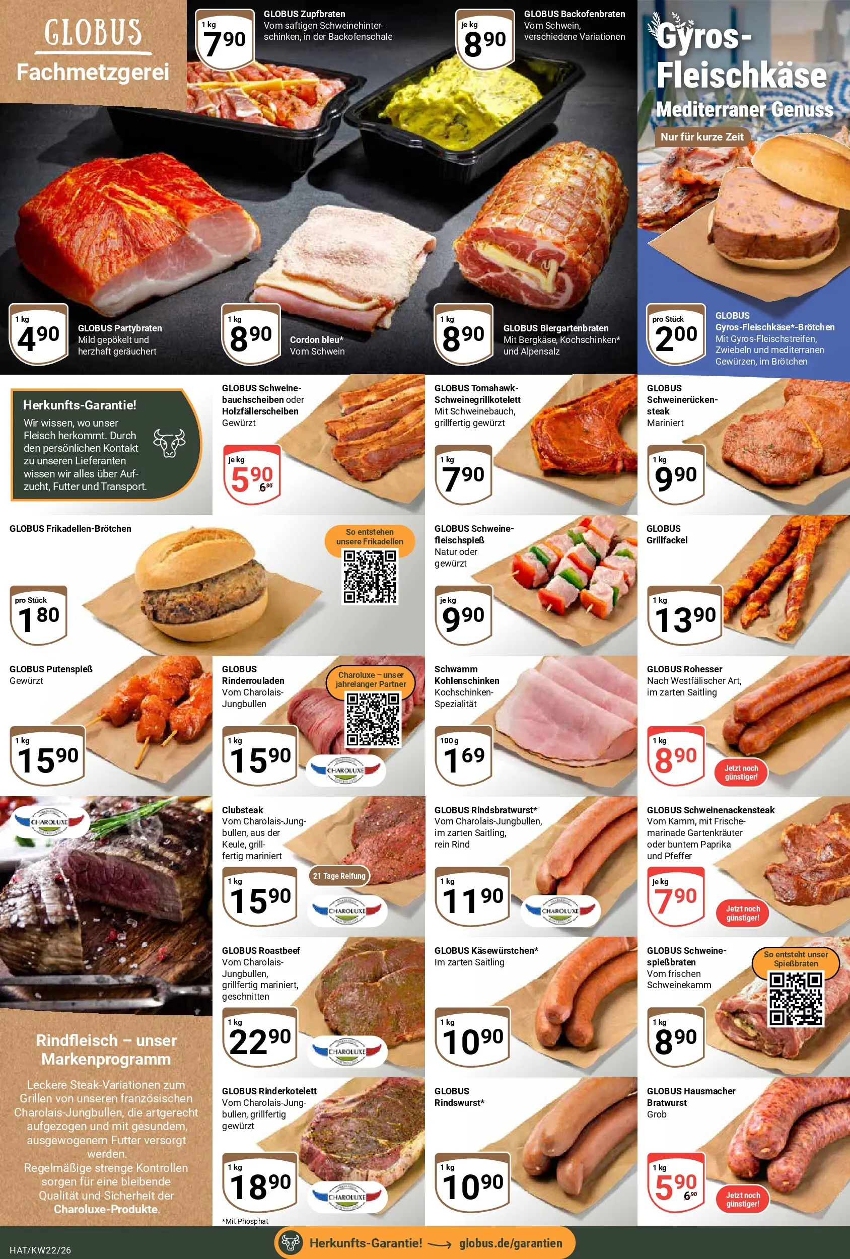 Globus Prospekt Hattersheim (ab 26.05.2026) » Angebote online | Seite: 8 | Produkte: Rinderrouladen, Bratwurst, Gyros, Rindfleisch