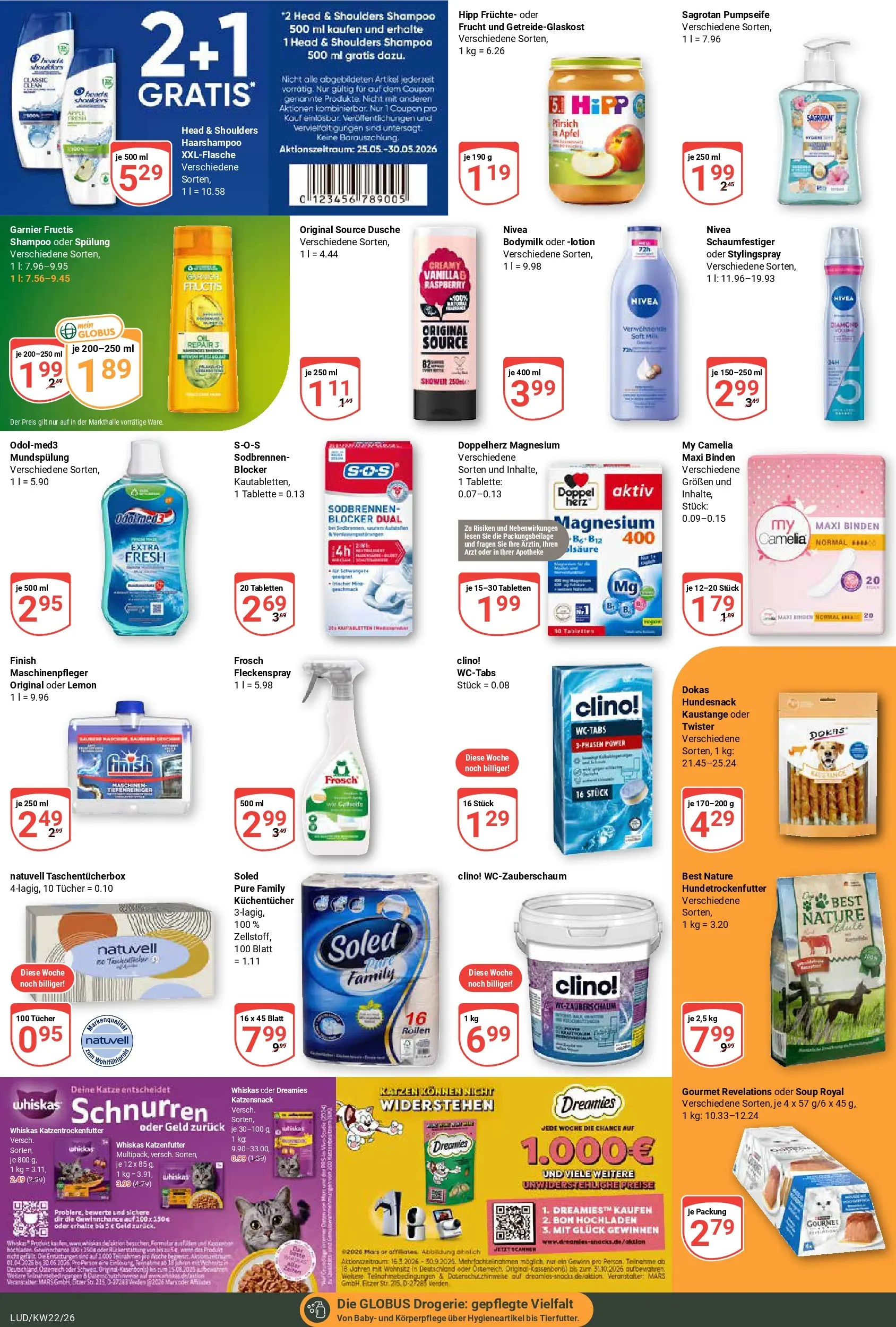 Globus Prospekt Ludwigshafen-Oggersheim (ab 26.05.2026) » Angebote online | Seite: 21 | Produkte: Katzenfutter, Äpfel, Finish, Pfirsich