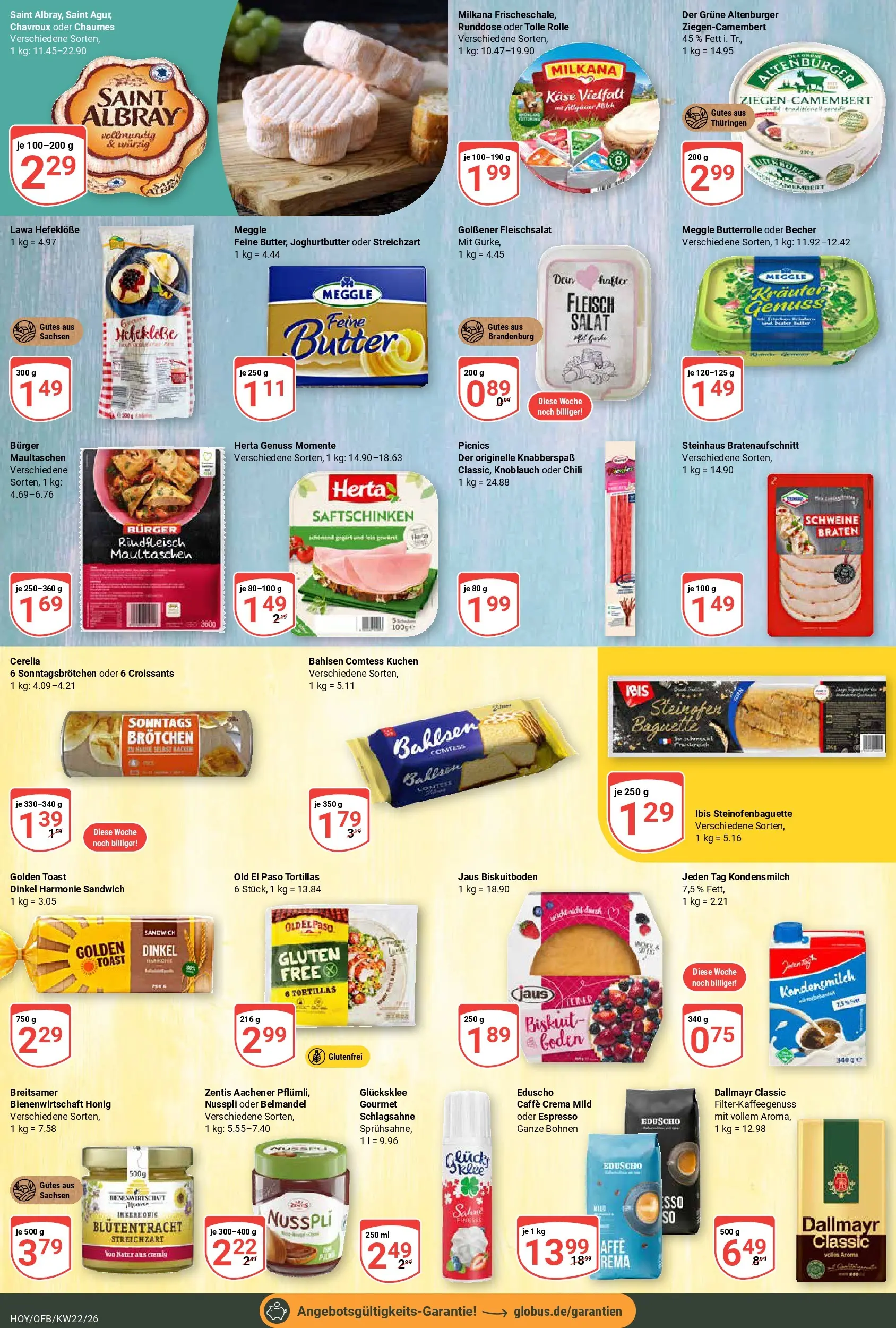 Globus Prospekt Hoyerswerda (ab 26.05.2026) » Angebote online | Seite: 11 | Produkte: Käse, Baguette, Salat, Eduscho