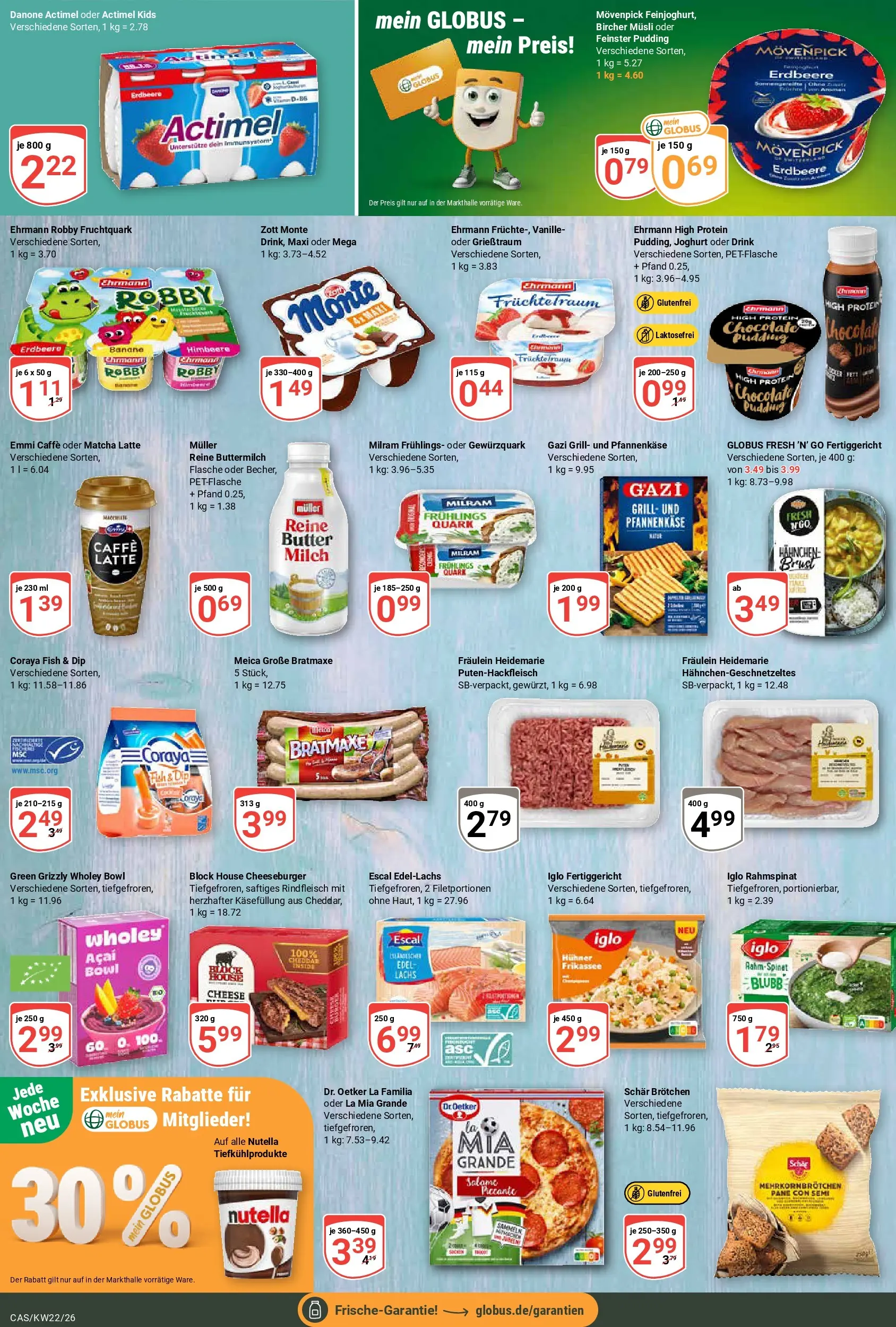 Globus Prospekt Castrop-Rauxel (ab 26.05.2026) » Angebote online | Seite: 8 | Produkte: Musli, Actimel, Quark, Lachs