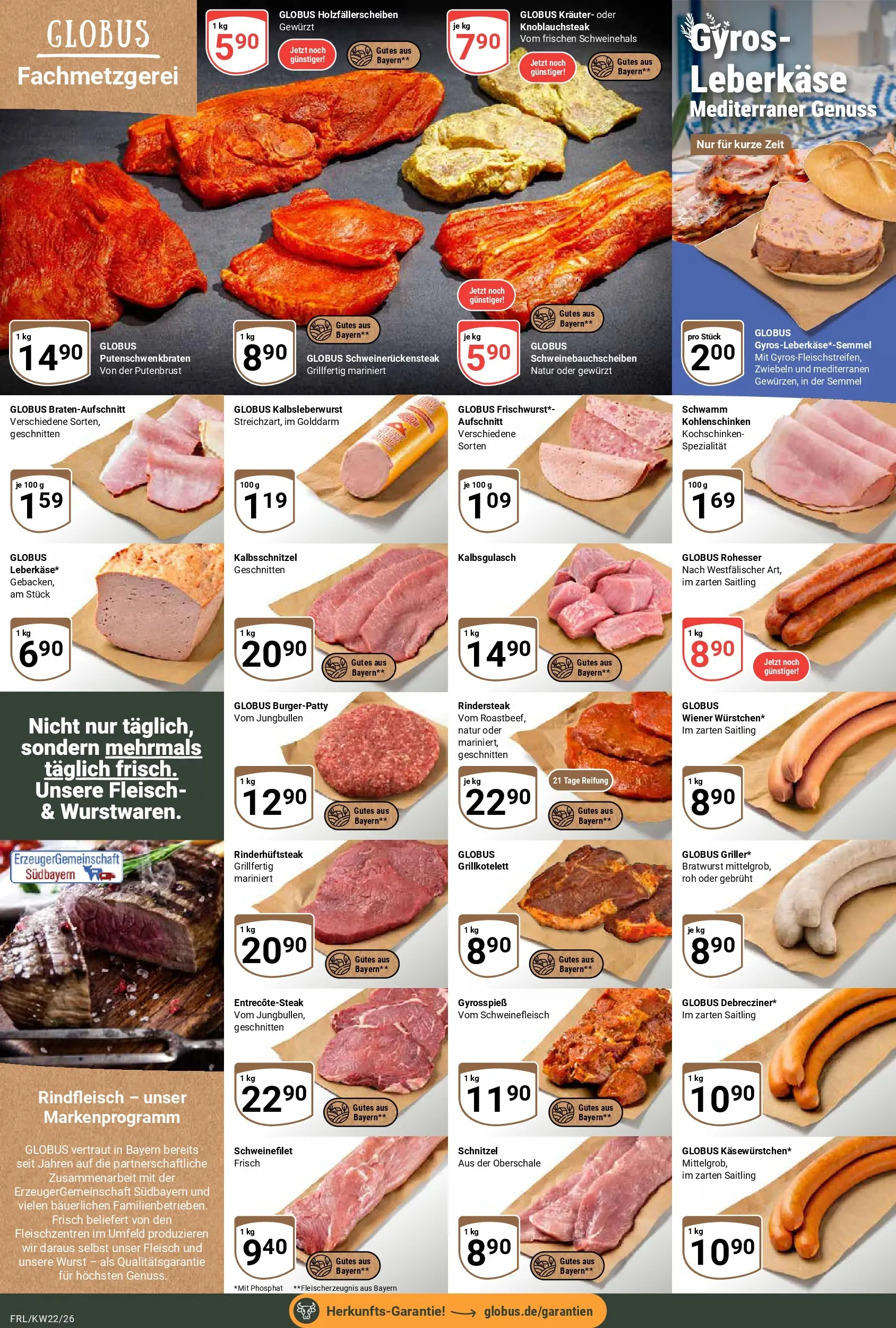Globus Prospekt Freilassing (ab 26.05.2026) » Angebote online | Seite: 8 | Produkte: Bratwurst, Schweinefilet, Wurst, Leberkase