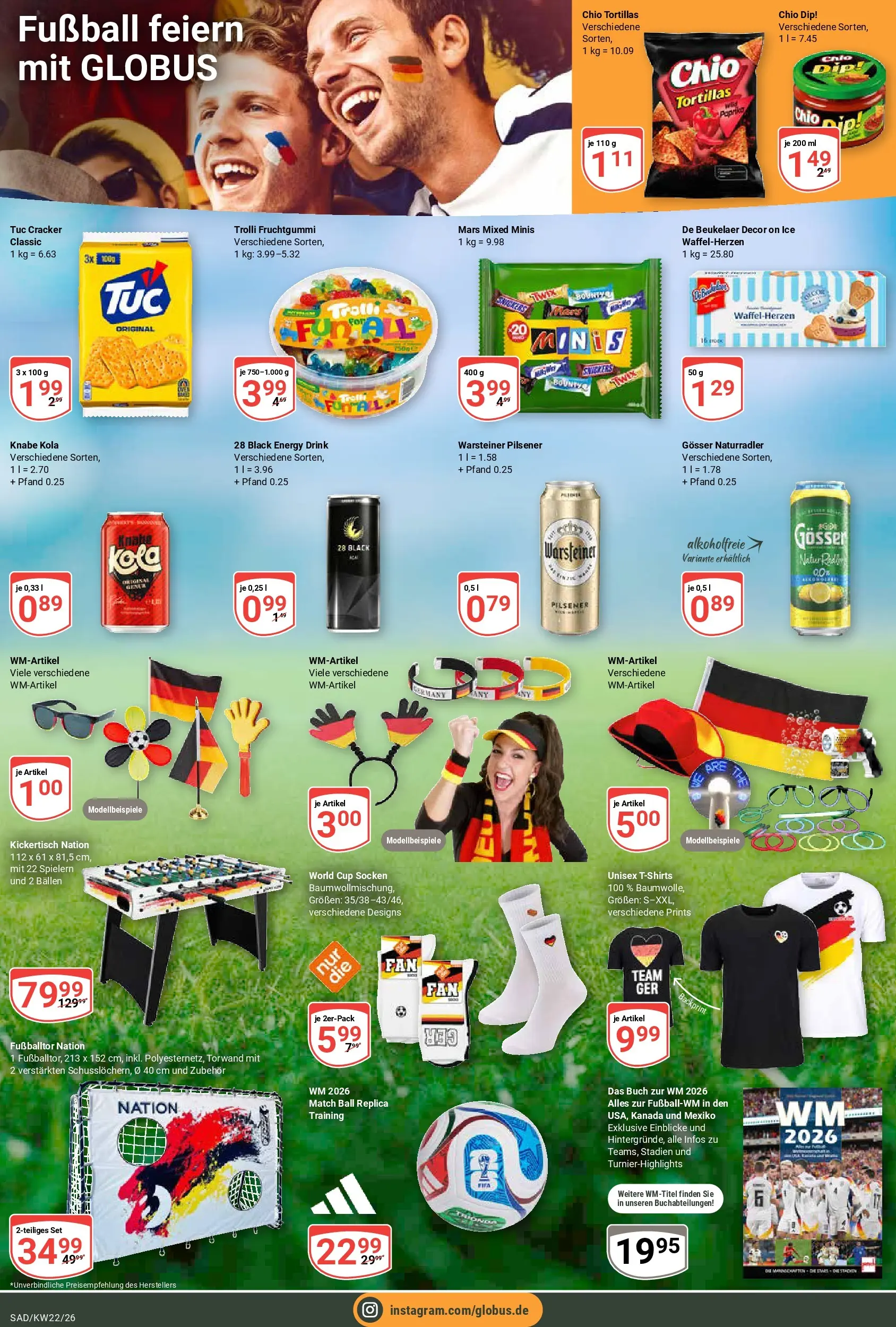 Globus Prospekt Schwandorf (ab 26.05.2026) » Angebote online | Seite: 22 | Produkte: Twix, Paprika, Socken, Chio tortillas