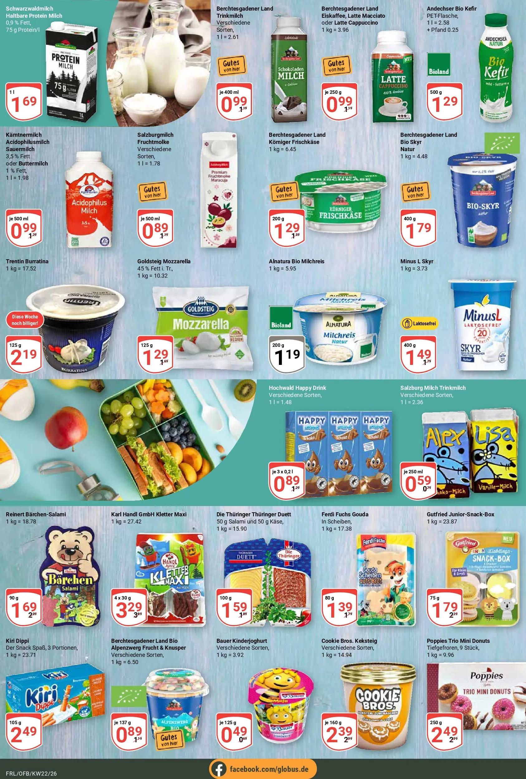 Globus Prospekt Freilassing (ab 26.05.2026) » Angebote online | Seite: 11 | Produkte: Buttermilch, Mozzarella, Skyr, Salami