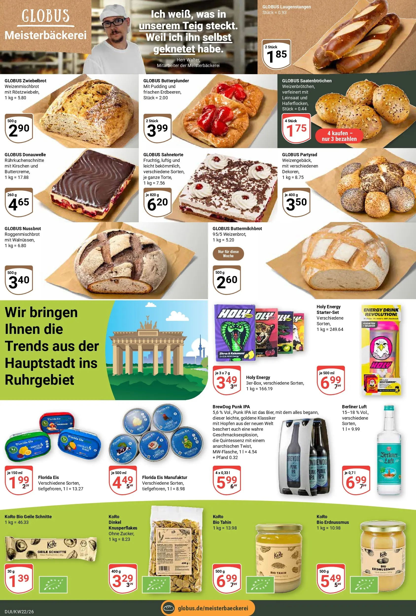 Globus Prospekt Duisburg (ab 26.05.2026) » Angebote online | Seite: 6 | Produkte: Berliner, Energy, Pudding, Eis