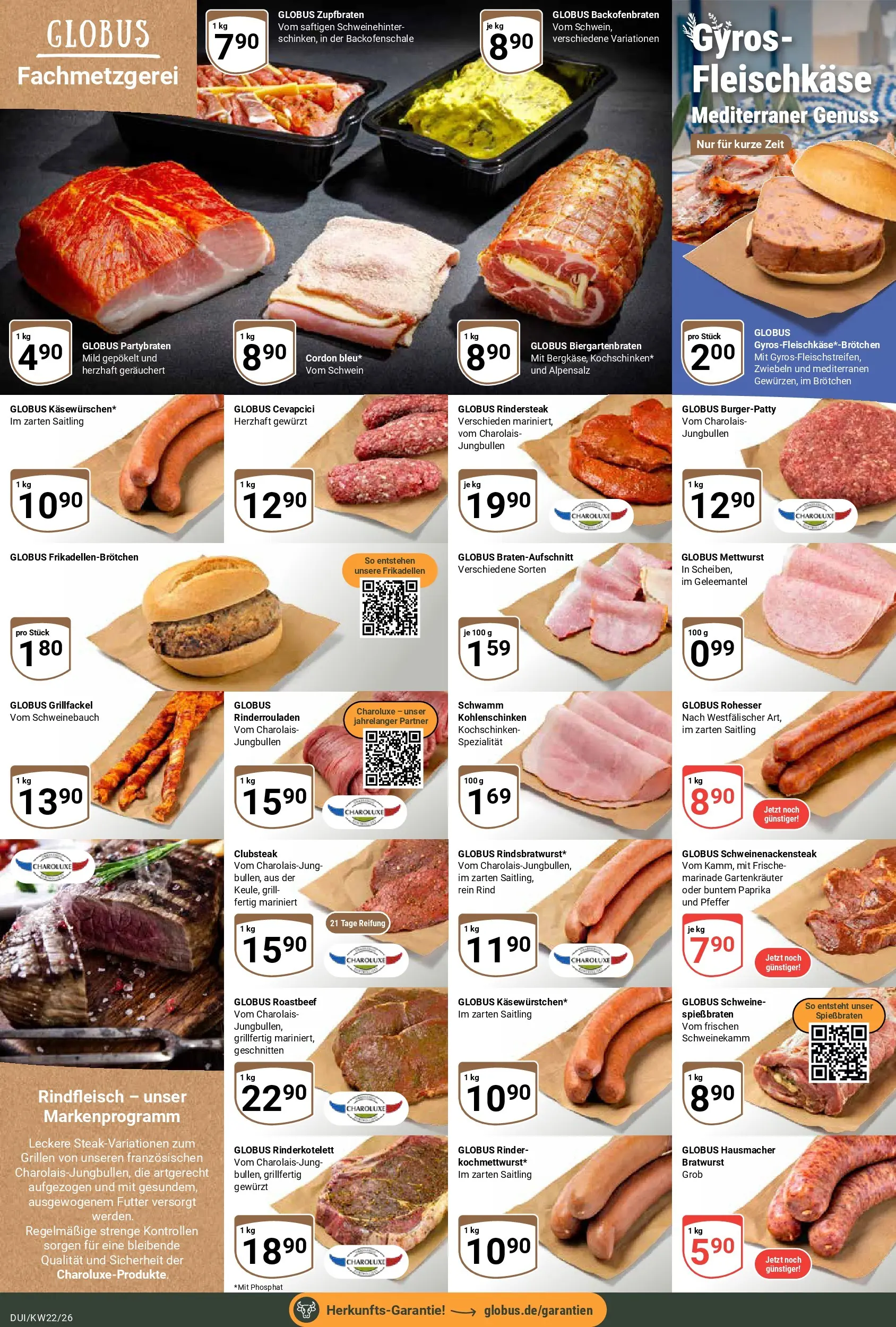 Globus Prospekt Duisburg (ab 26.05.2026) » Angebote online | Seite: 7 | Produkte: Rinderrouladen, Bratwurst, Cevapcici, Gyros