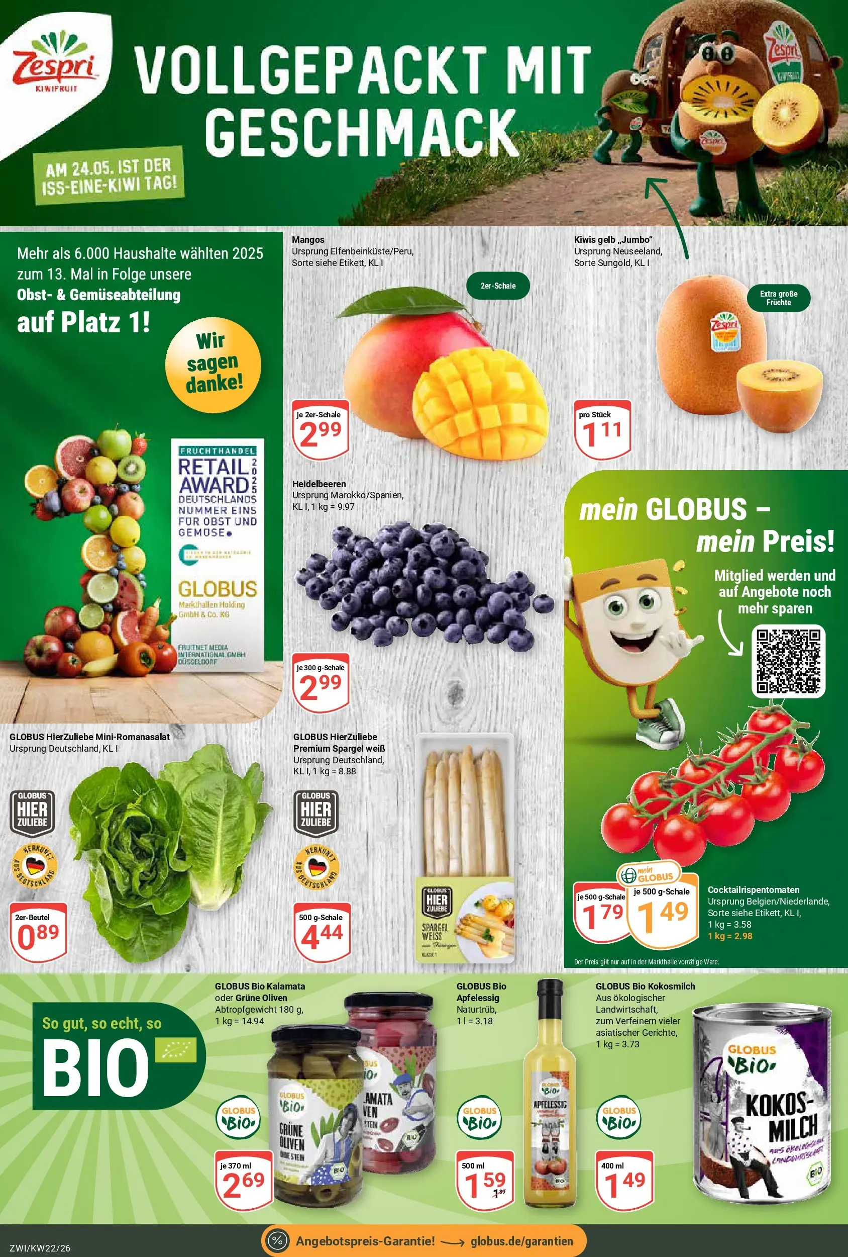 Globus Prospekt Zwickau (ab 26.05.2026) » Angebote online | Seite: 5 | Produkte: Milch, Spargel, Gemüse, Obst