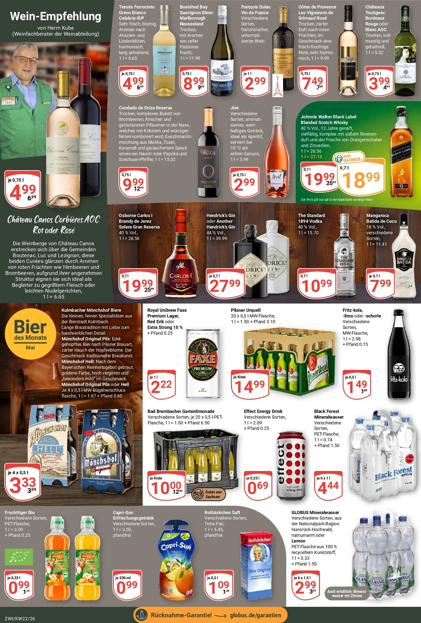 Globus Prospekt Zwickau (ab 26.05.2026) » Angebote online | Seite: 18 | Produkte: Osborne, Wasser, Wein, Gin