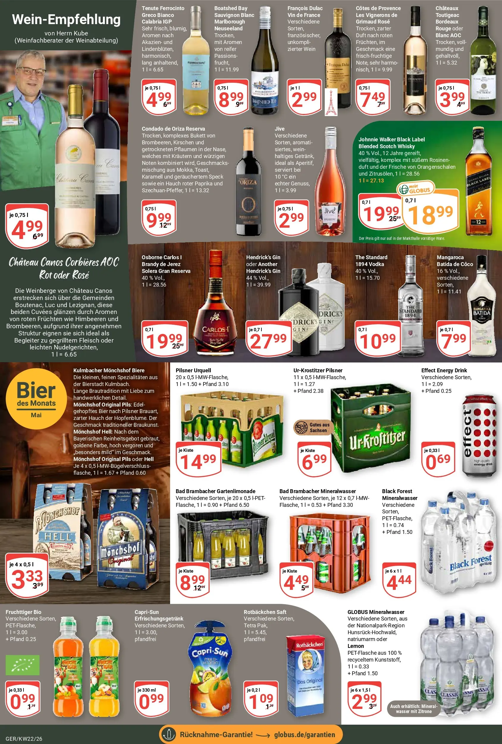 Globus Prospekt Gera (ab 26.05.2026) » Angebote online | Seite: 16 | Produkte: Himbeeren, Mineralwasser, Fleisch, Johnnie walker