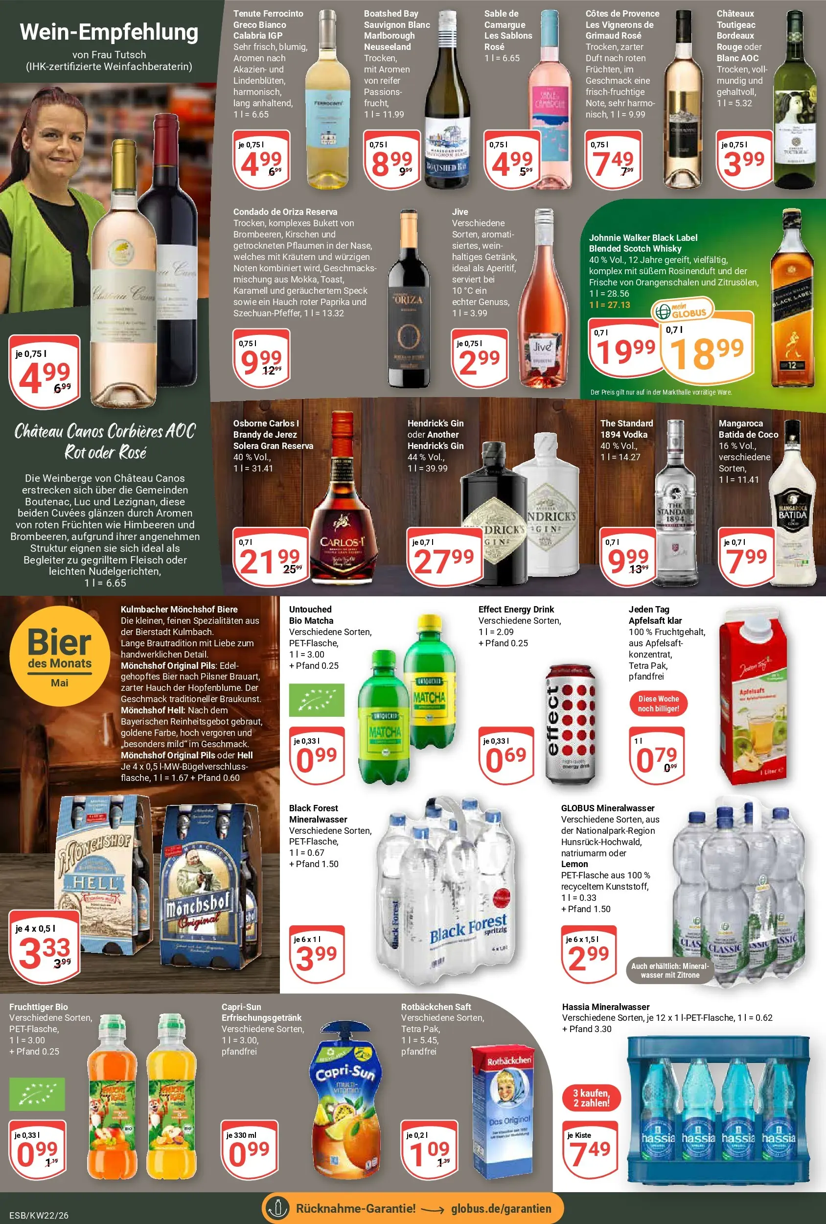 Globus Prospekt Eschborn (ab 26.05.2026) » Angebote online | Seite: 16 | Produkte: Apfelsaft, Kirschen, Wasser, Wein