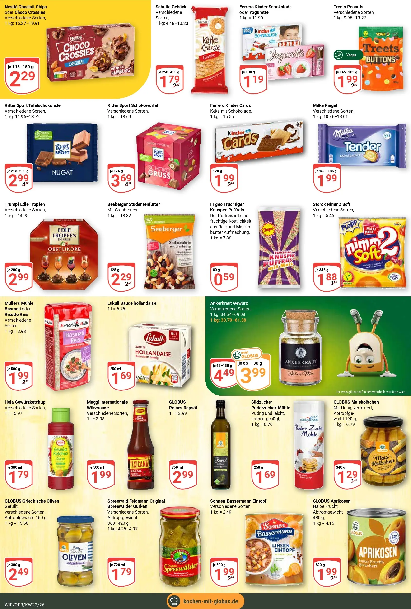 Globus Prospekt Waghäusel (ab 26.05.2026) » Angebote online | Seite: 14 | Produkte: Kinder schokolade, Mühle, Ritter sport, Reis
