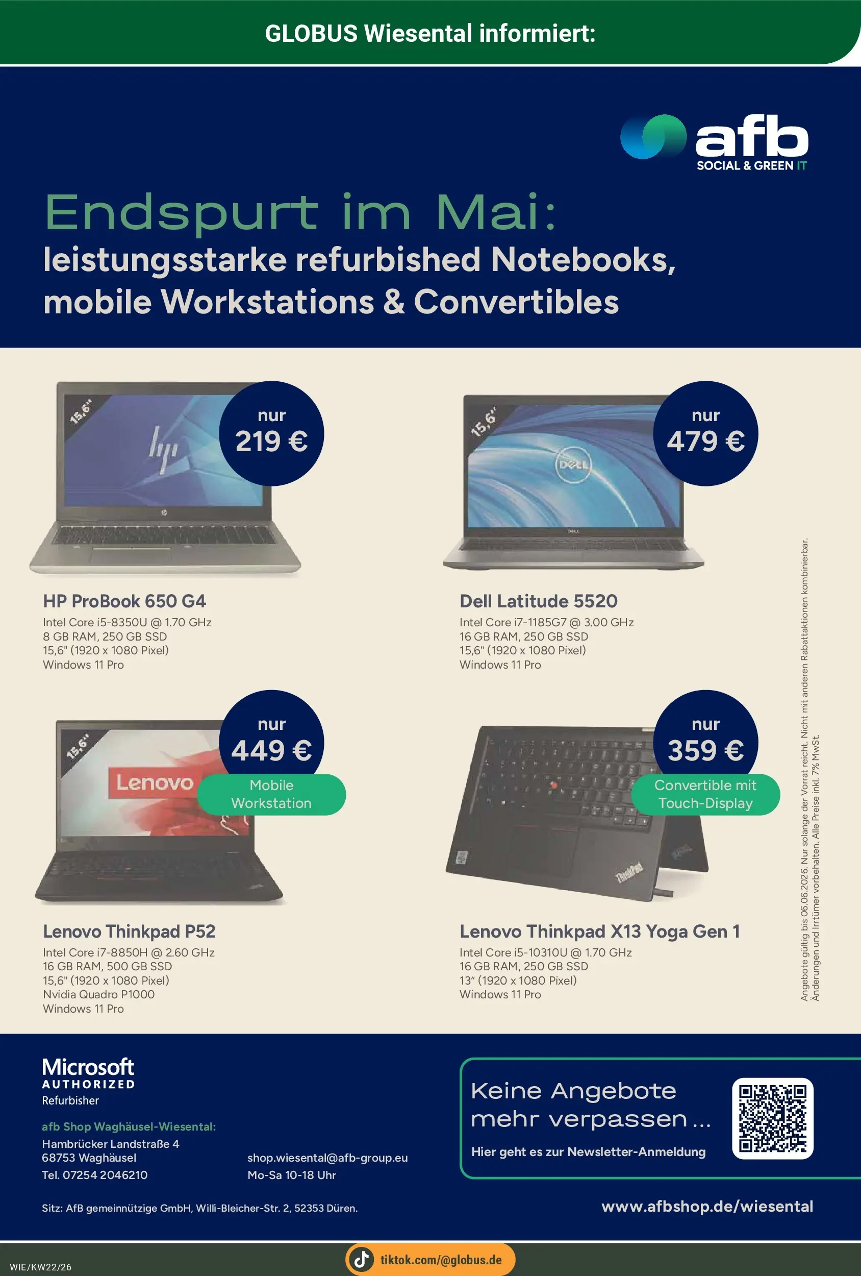 Globus Prospekt Waghäusel (ab 26.05.2026) » Angebote online | Seite: 22 | Produkte: Lenovo, HP, Uhr