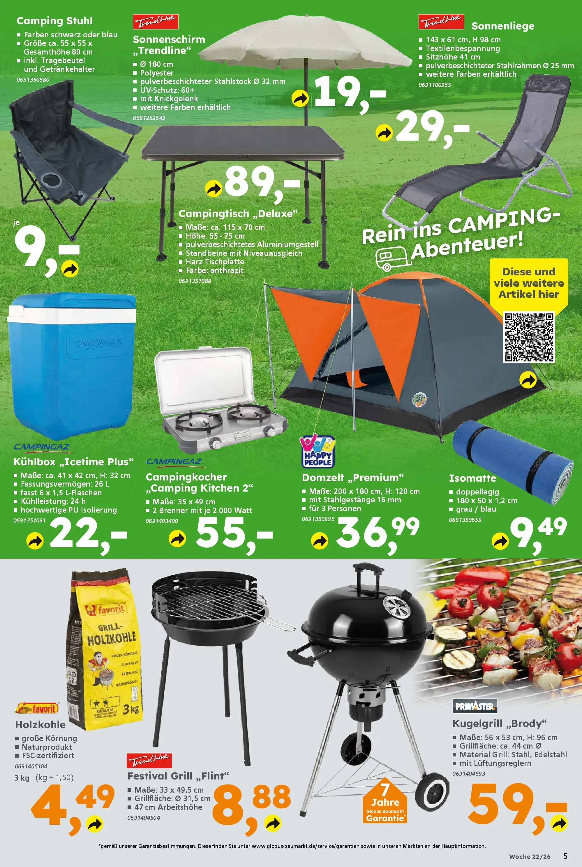Globus Baumarkt Prospekt Plattling (ab 25.05.2026) zum Blättern | Seite: 5 | Produkte: Grill, Stuhl, Sonnenschirm