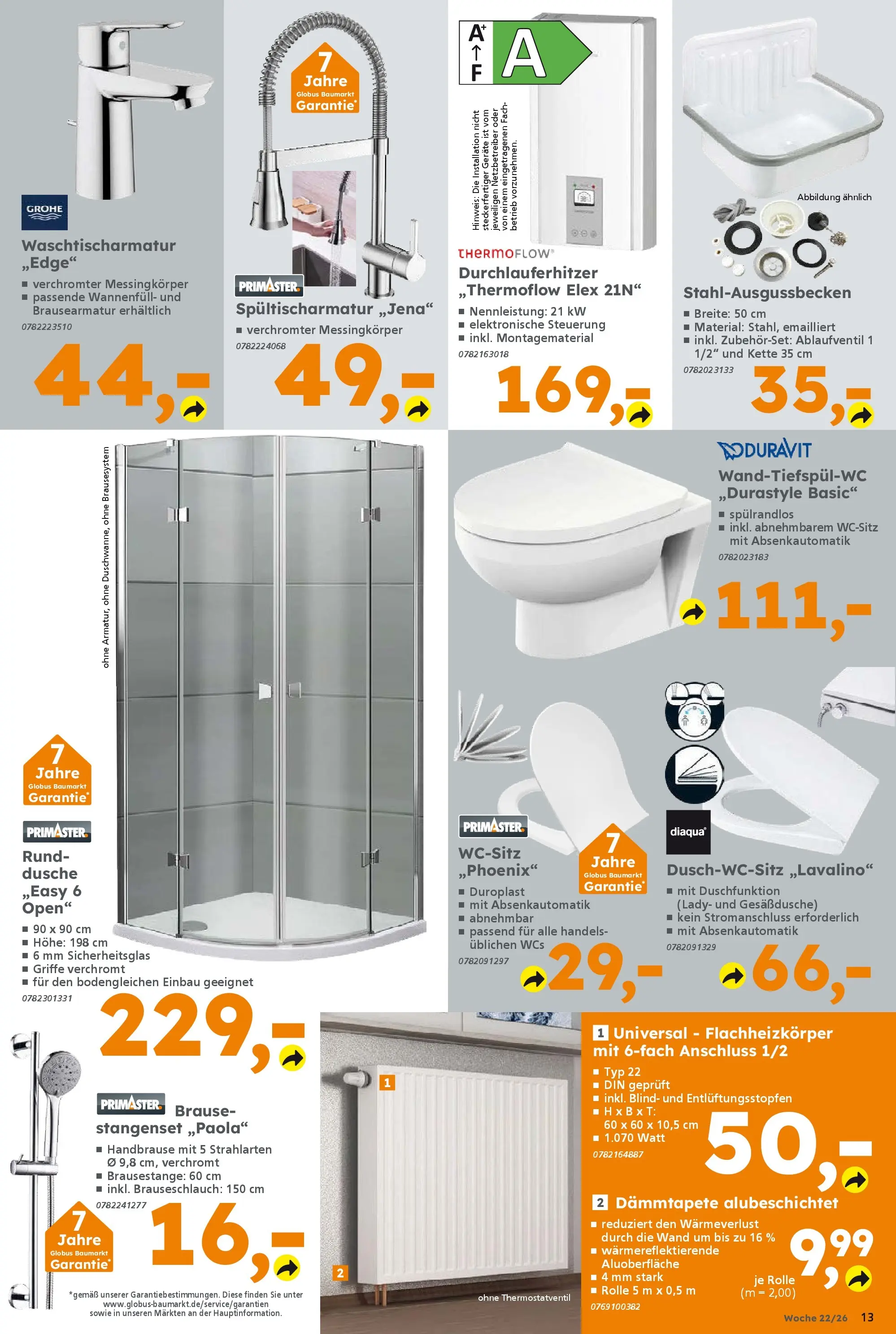 Globus Baumarkt Prospekt Plattling (ab 25.05.2026) zum Blättern | Seite: 13 | Produkte: Dusche