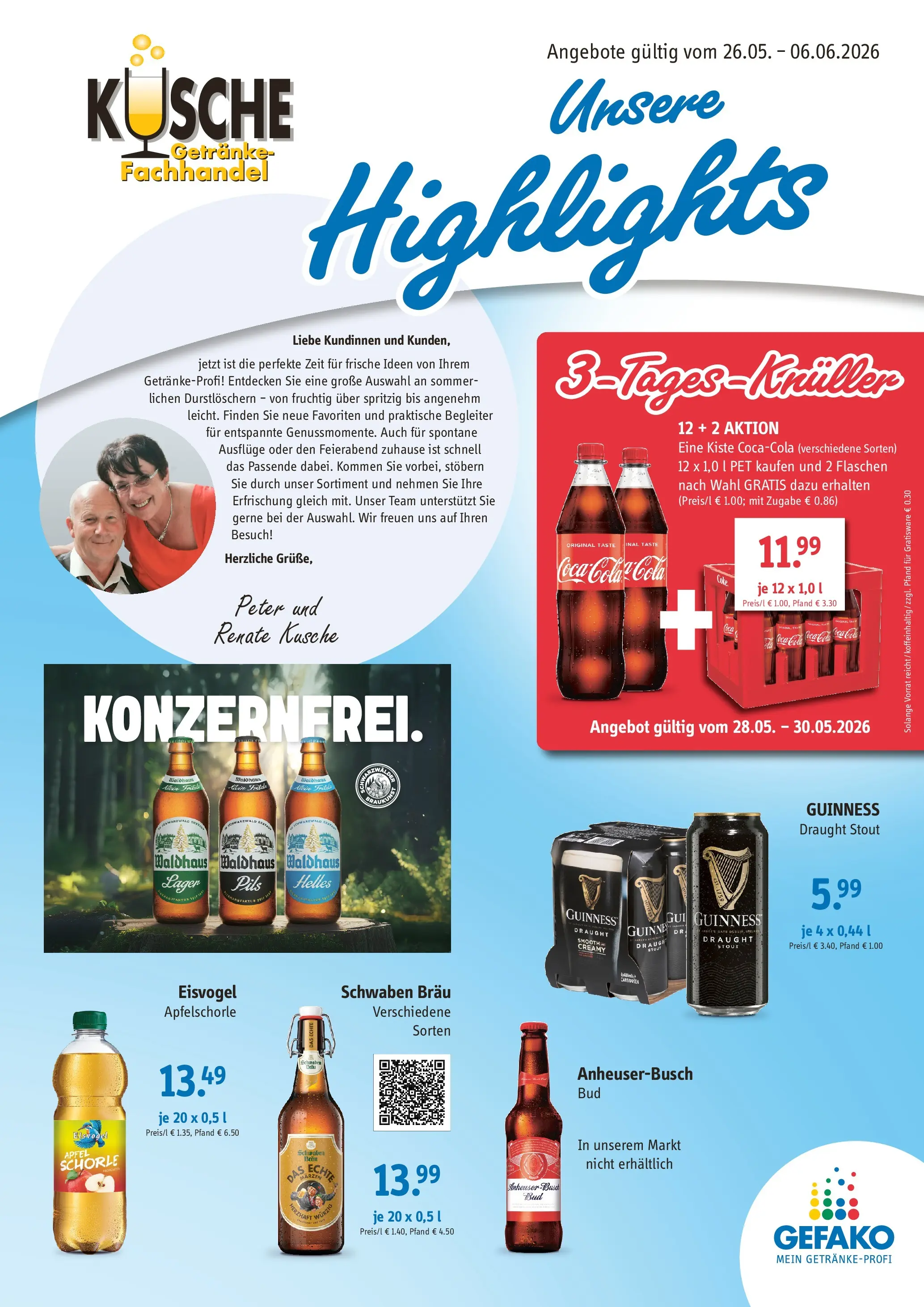Angebote - Getränke Kusche: Angebote (ab 23.05.2026) zum Blättern | Seite: 1 | Produkte: Cola, Pils
